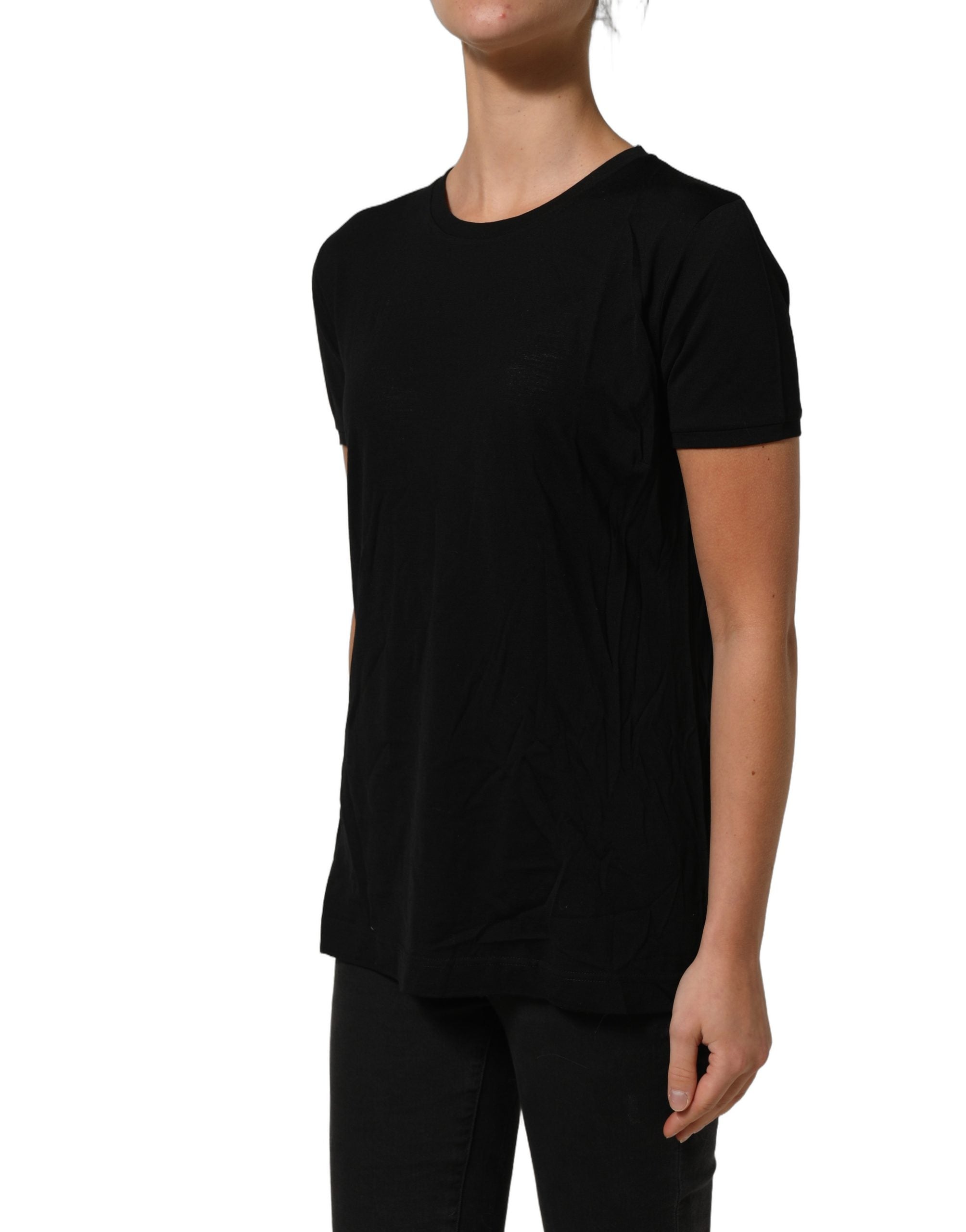 Dolce & Gabbana Black Wool Crew Neck Short Sleeves Men Women's T-shirt