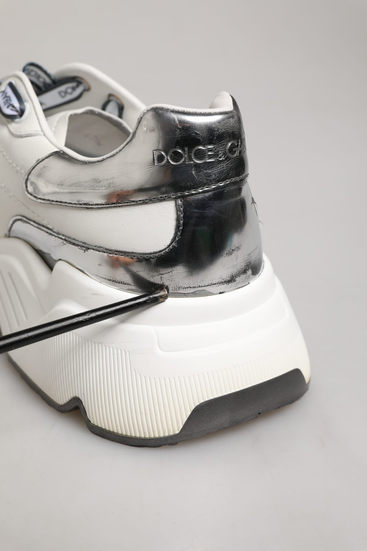 Dolce & Gabbana White Silver Daymaster Low Top Men Sneakers Men's Shoes (Pre-Owned)