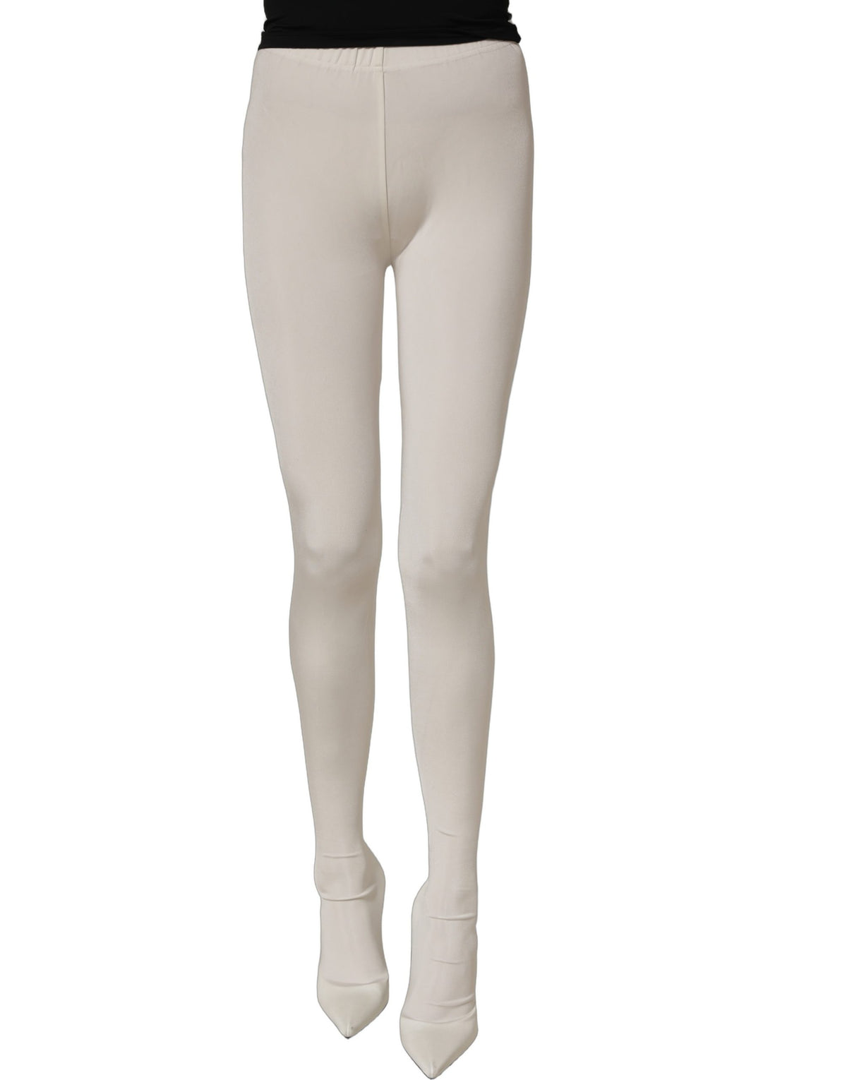 Dolce & Gabbana White High Heels Pumps Jersey Tights Women's Shoes