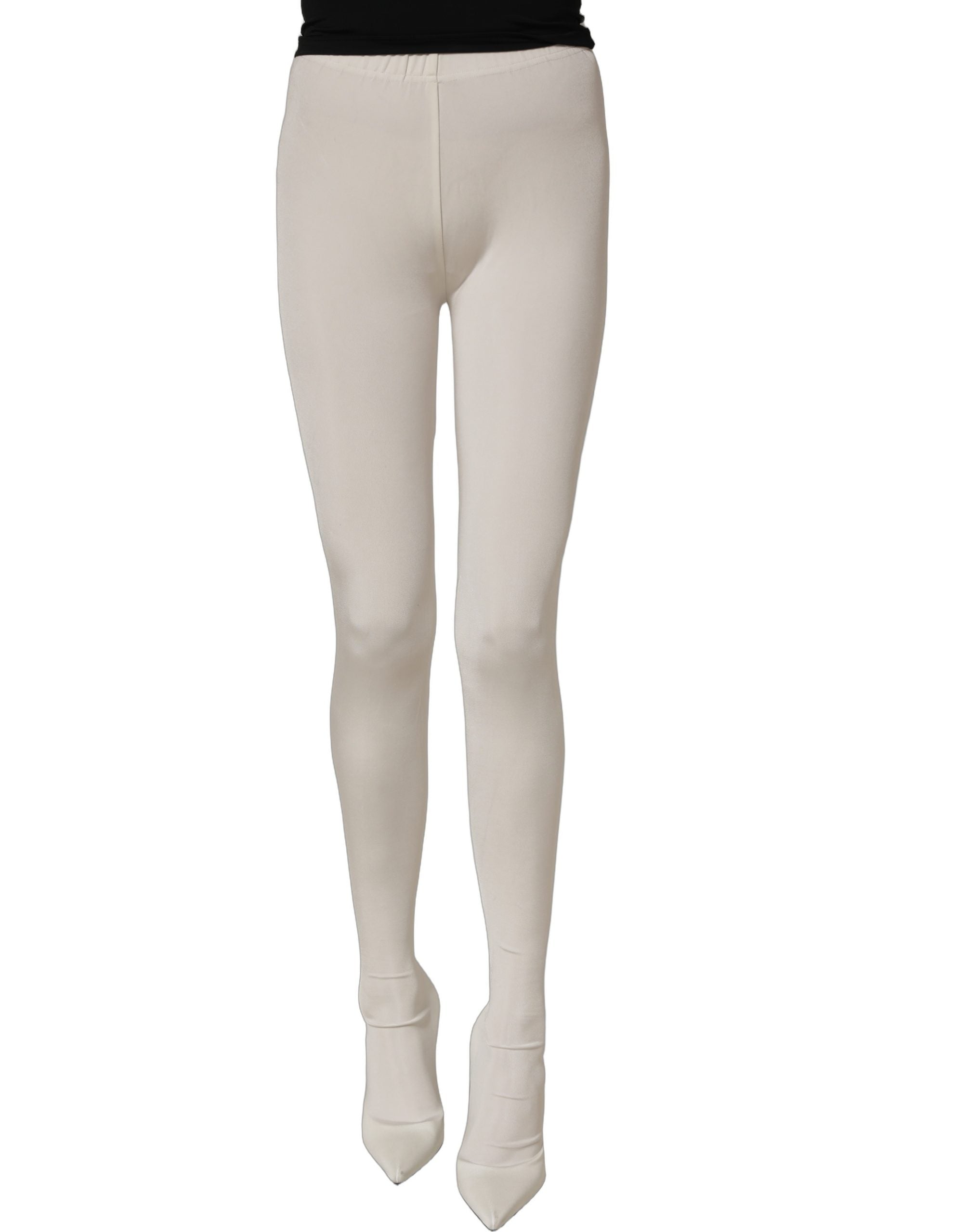 Dolce & Gabbana White High Heels Pumps Jersey Tights Women's Shoes