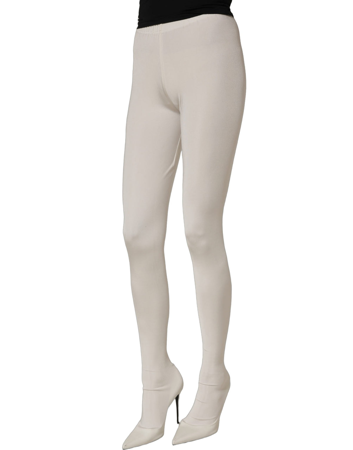 Dolce & Gabbana White High Heels Pumps Jersey Tights Women's Shoes