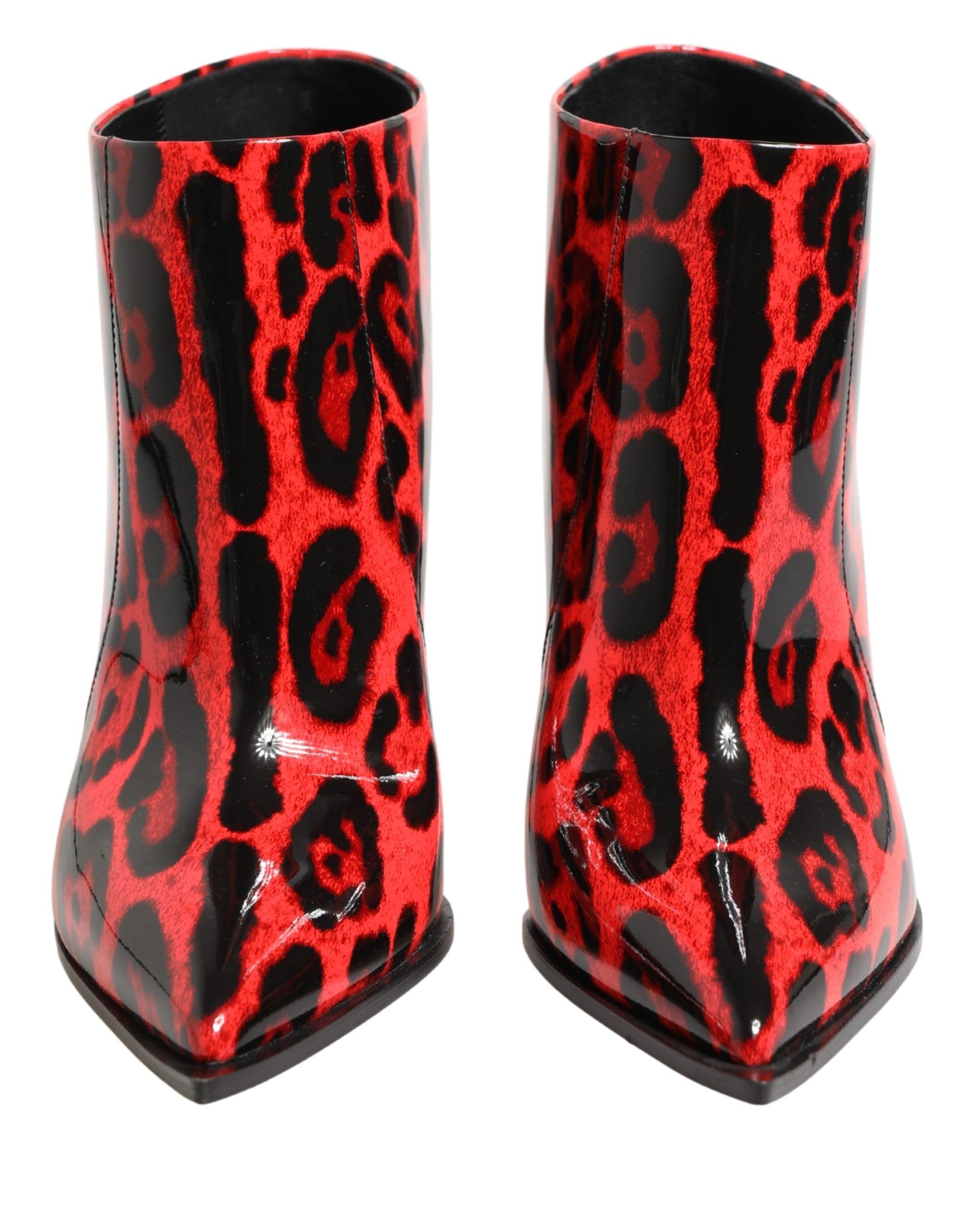 Dolce & Gabbana Red Leopard Cardinale Ankle Boots Women's Shoes