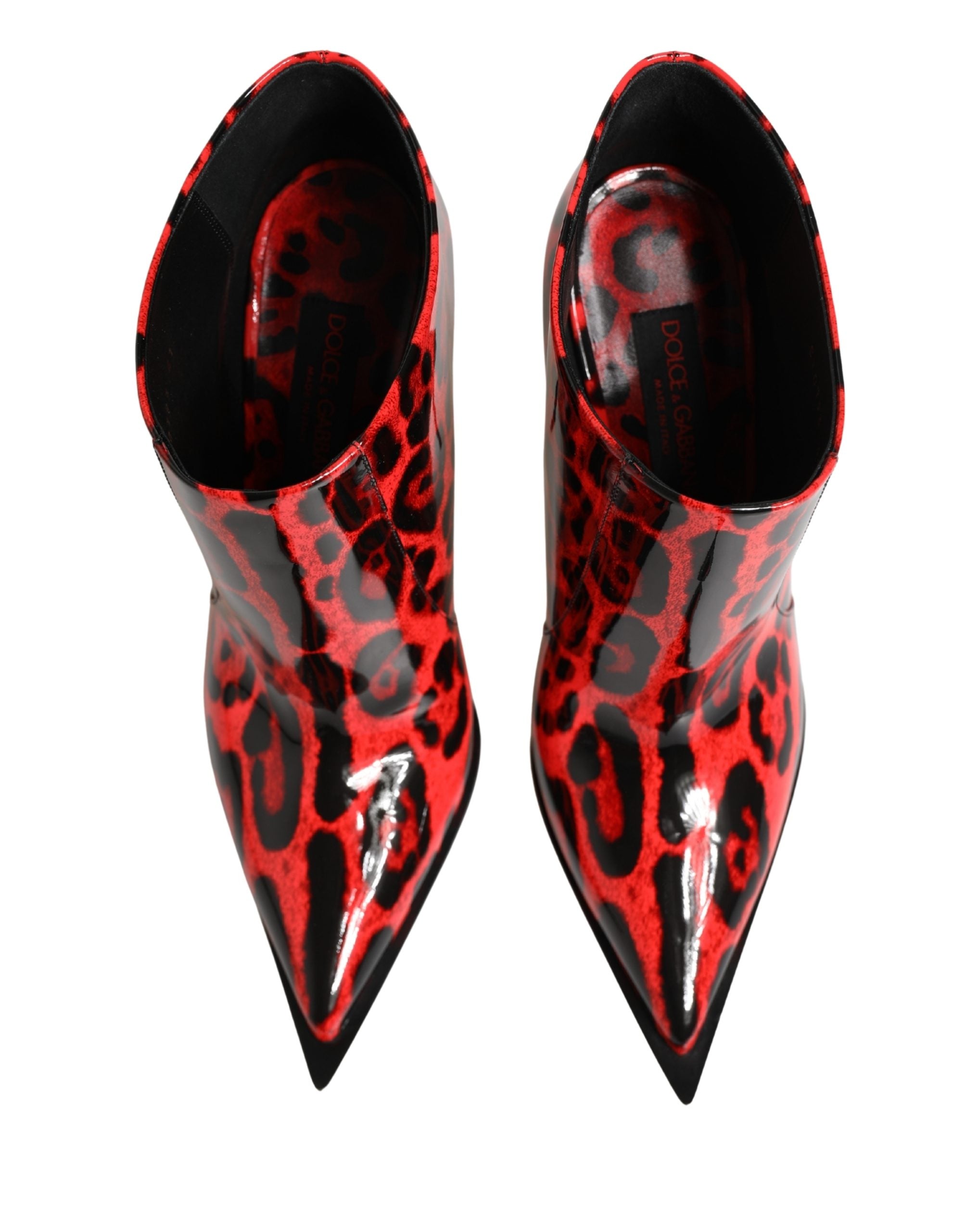 Dolce & Gabbana Red Leopard Cardinale Ankle Boots Women's Shoes