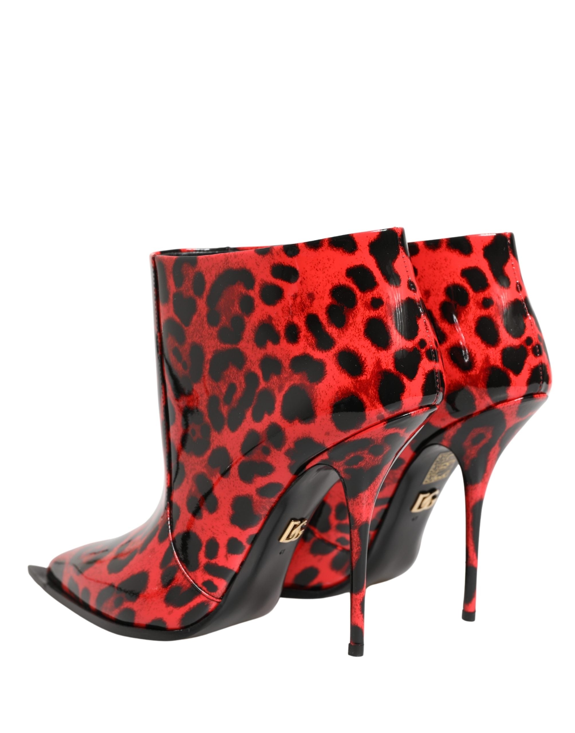 Dolce & Gabbana Red Leopard Cardinale Ankle Boots Women's Shoes