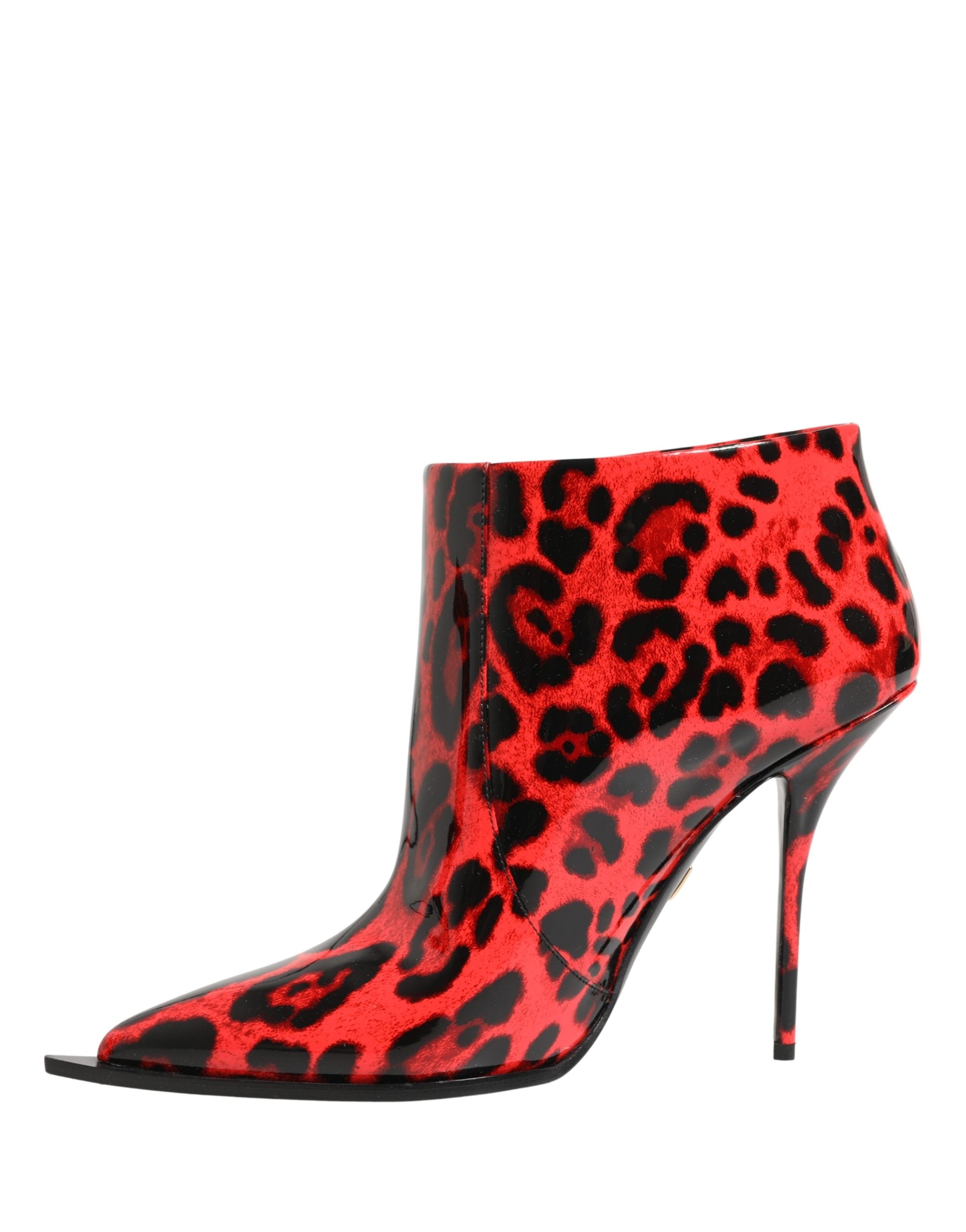 Dolce & Gabbana Red Leopard Cardinale Ankle Boots Women's Shoes