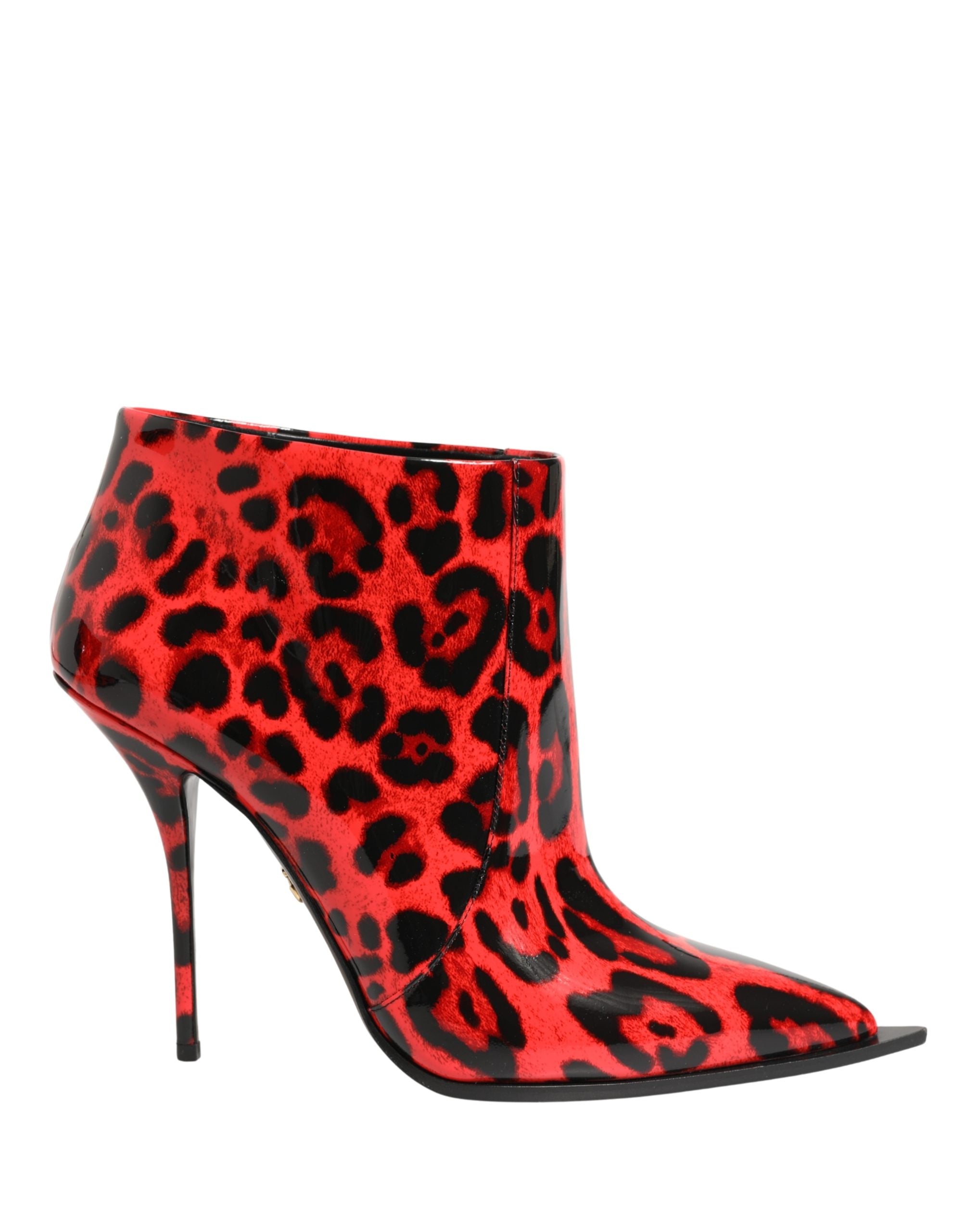 Dolce & Gabbana Red Leopard Cardinale Ankle Boots Women's Shoes