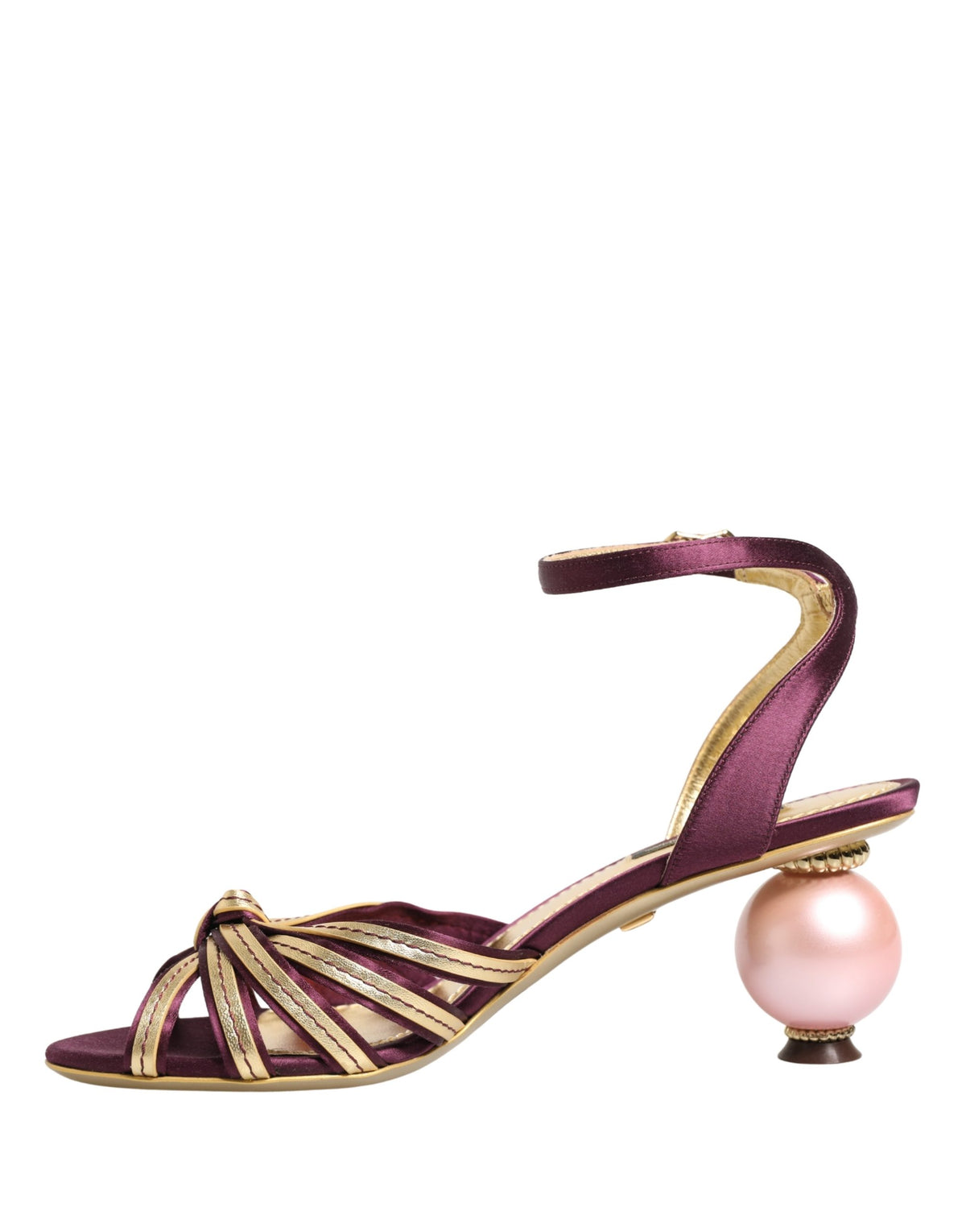 Dolce & Gabbana Purple Gold Keira Pearl Heels Sandals Women's Shoes