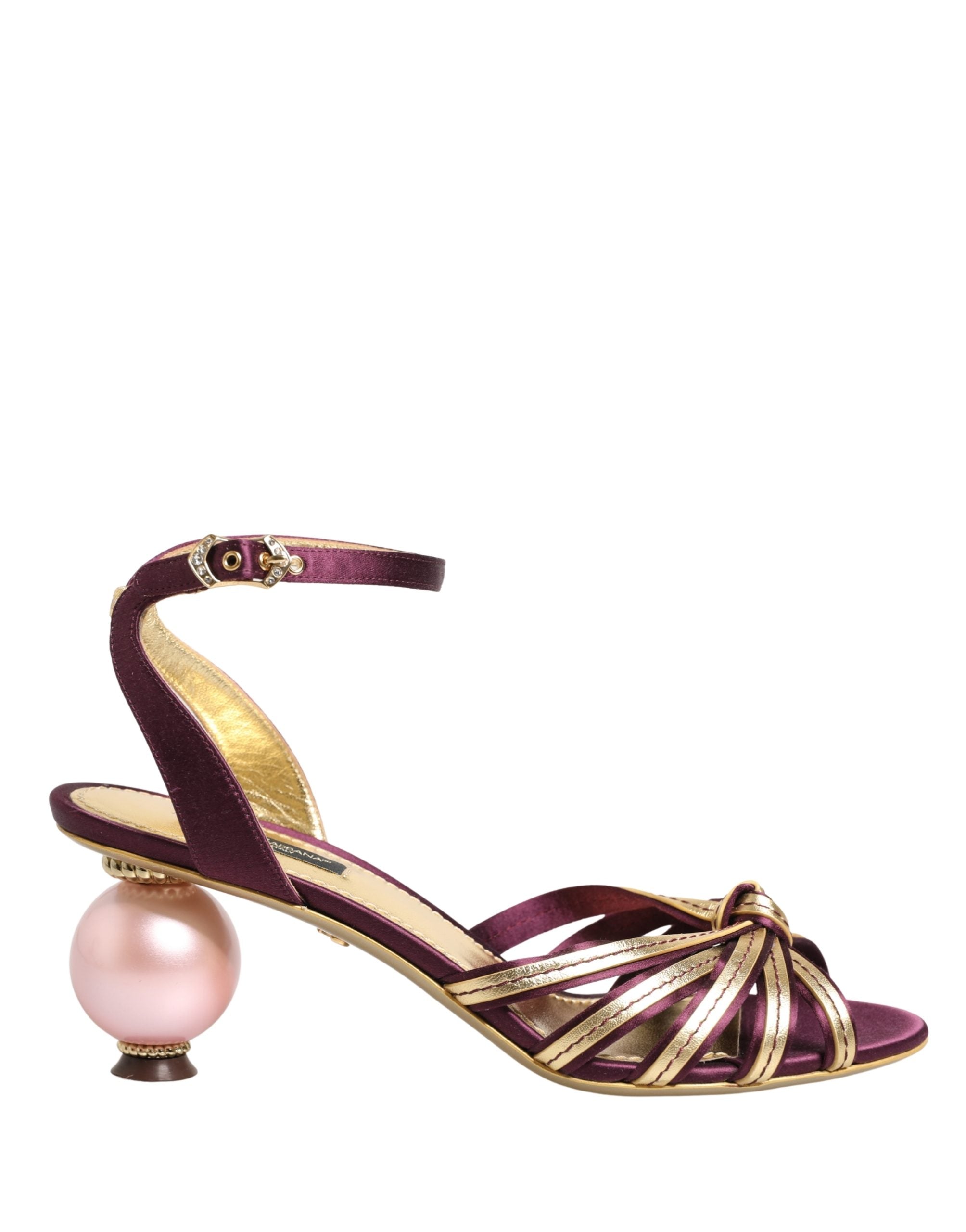 Dolce & Gabbana Purple Gold Keira Pearl Heels Sandals Women's Shoes