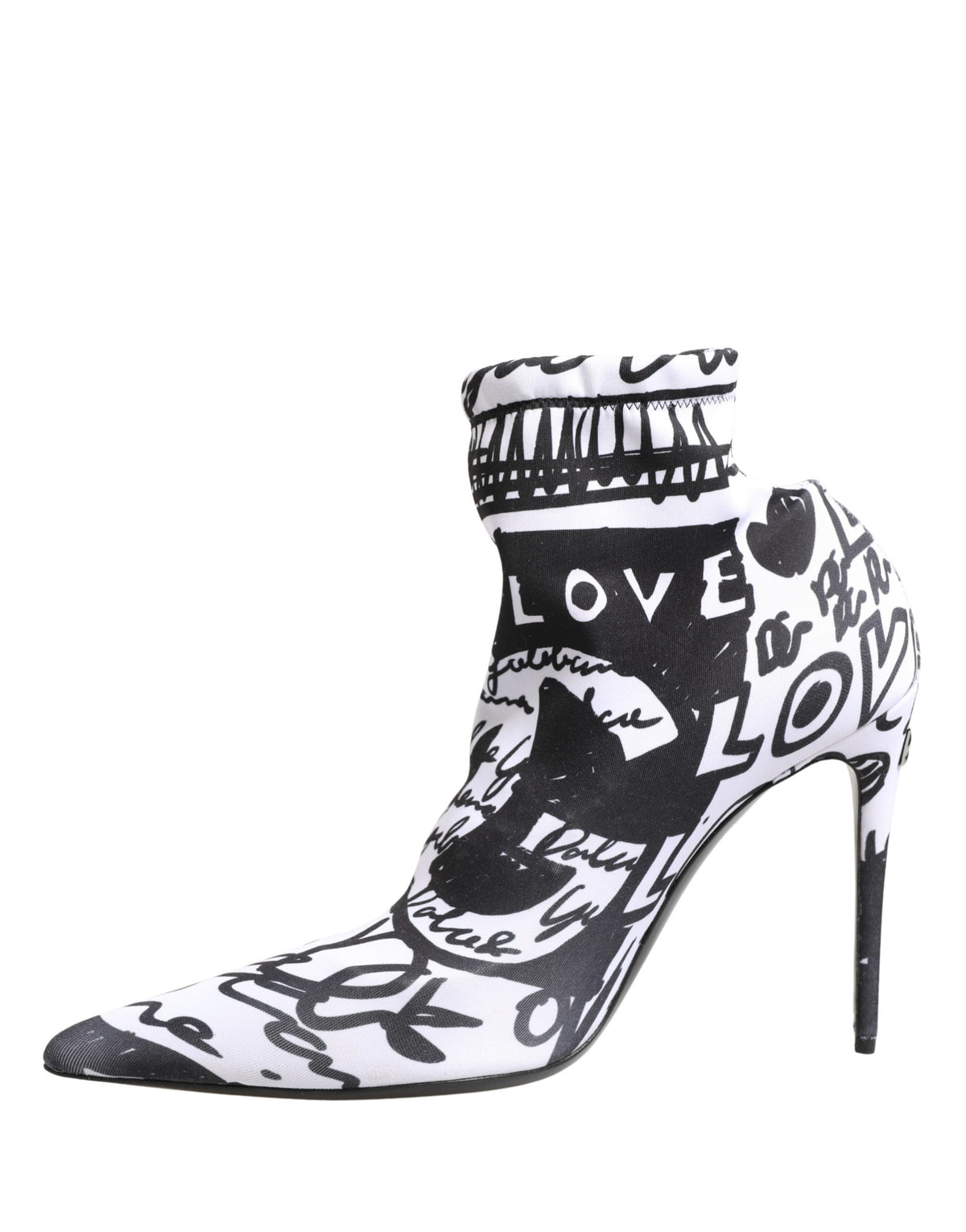 Dolce & Gabbana White Graffiti Stretch Ankle Boots Women's Shoes