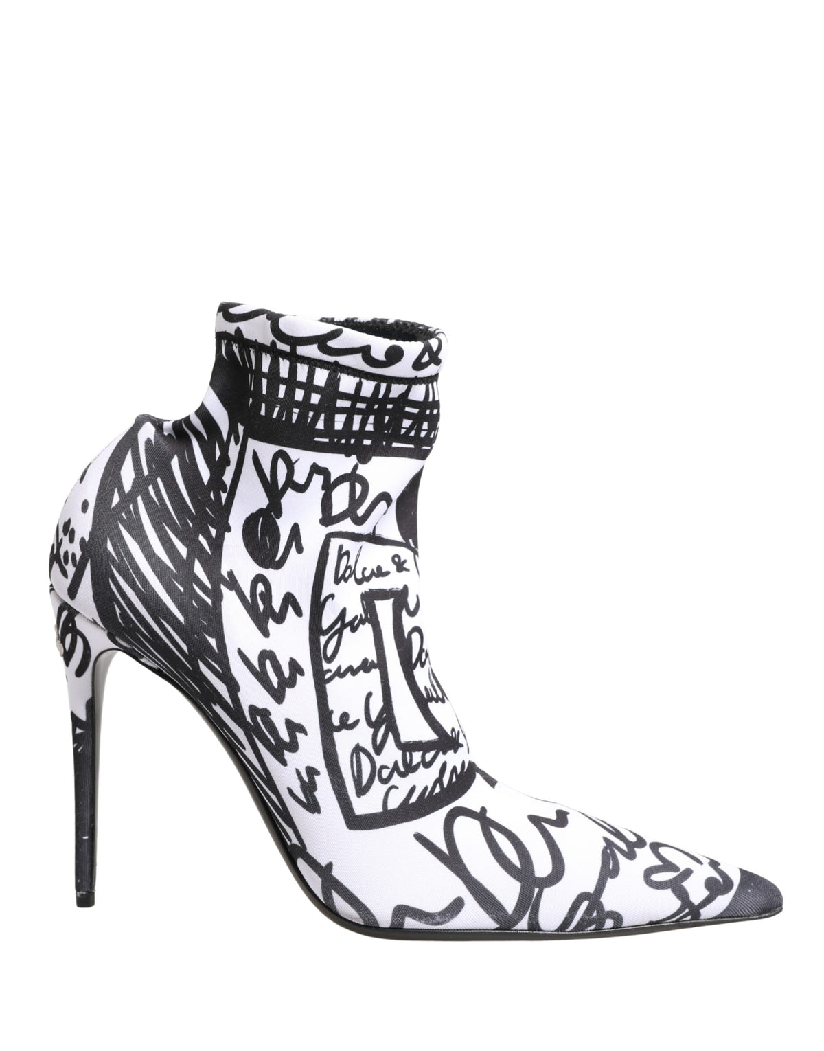 Dolce & Gabbana White Graffiti Stretch Ankle Boots Women's Shoes