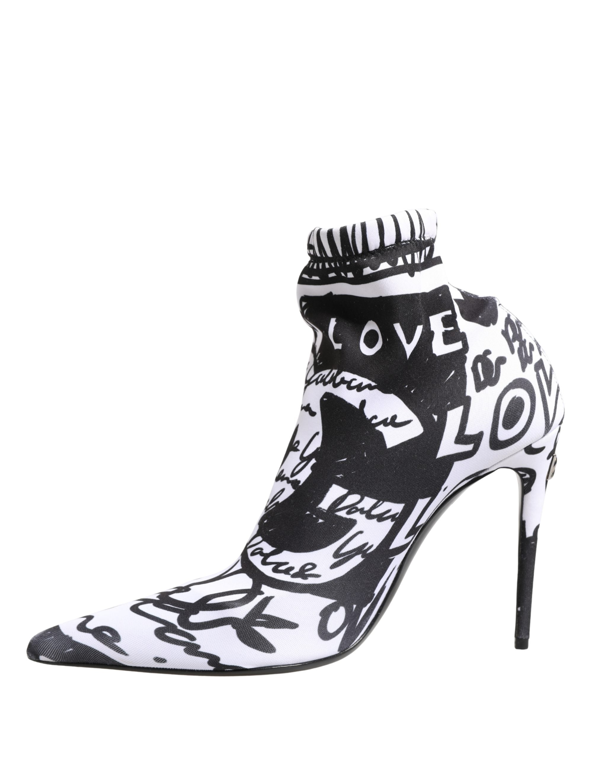 Dolce & Gabbana White Graffiti Stretch Ankle Boots Women's Shoes (Pre-Owned)