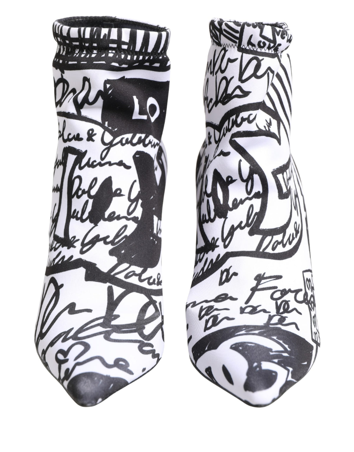 Dolce & Gabbana White Graffiti Stretch Ankle Boots Women's Shoes (Pre-Owned)