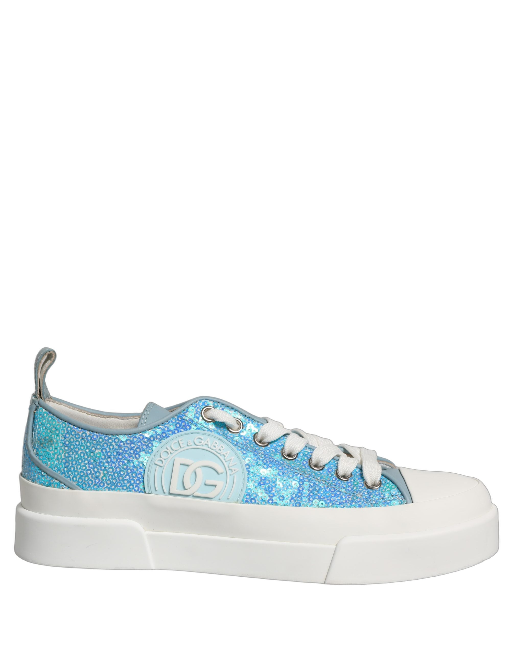 Dolce & Gabbana Blue White Sequin Logo Low Top Sneakers Women's Shoes (Pre-Owned)