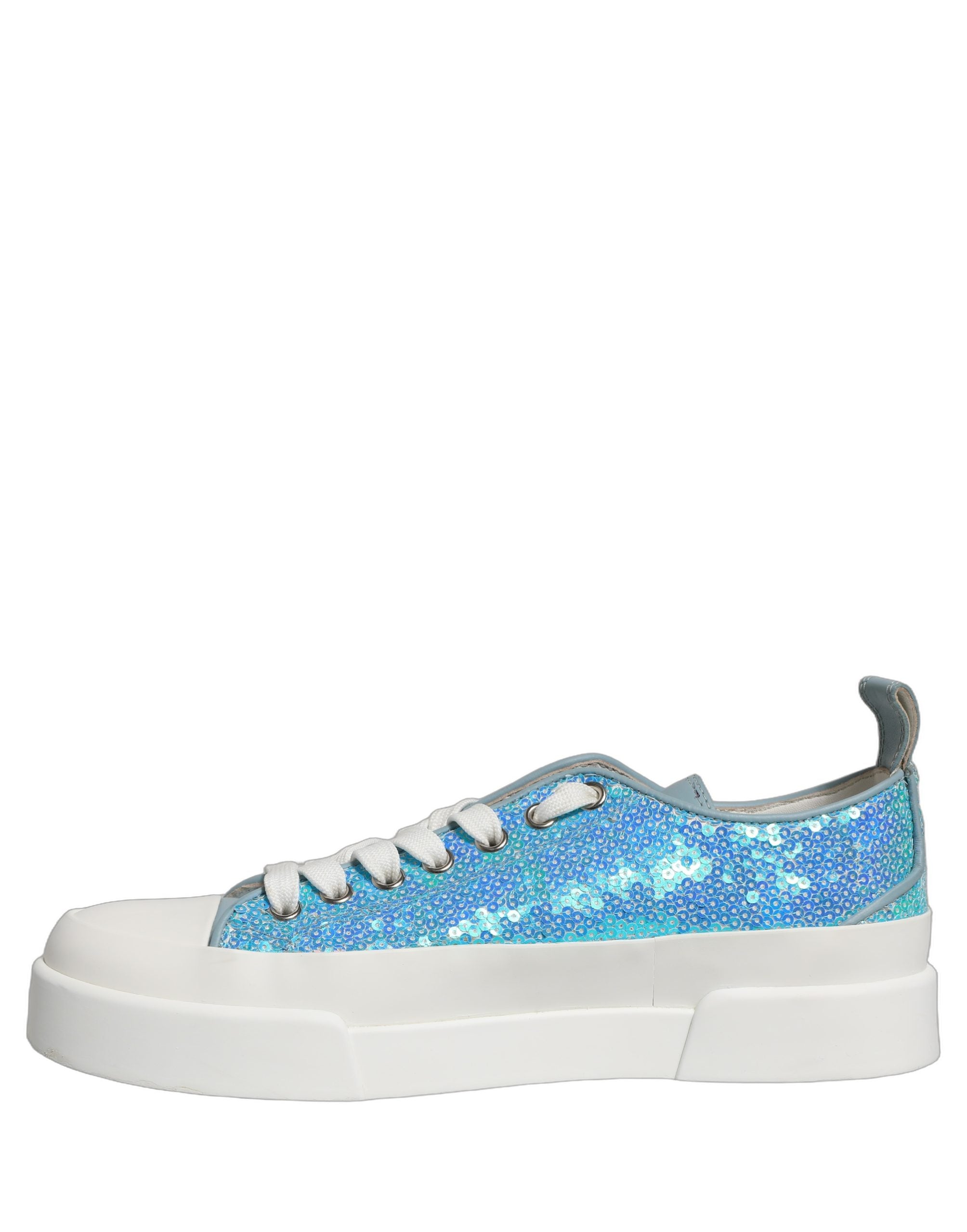 Dolce & Gabbana Blue White Sequin Logo Low Top Sneakers Women's Shoes (Pre-Owned)