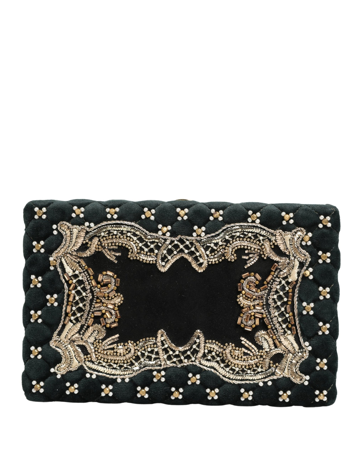 Dolce & Gabbana Black Velvet Gold Frame Clutch Evening Clutch Purse Women's Bag (Pre-Owned)