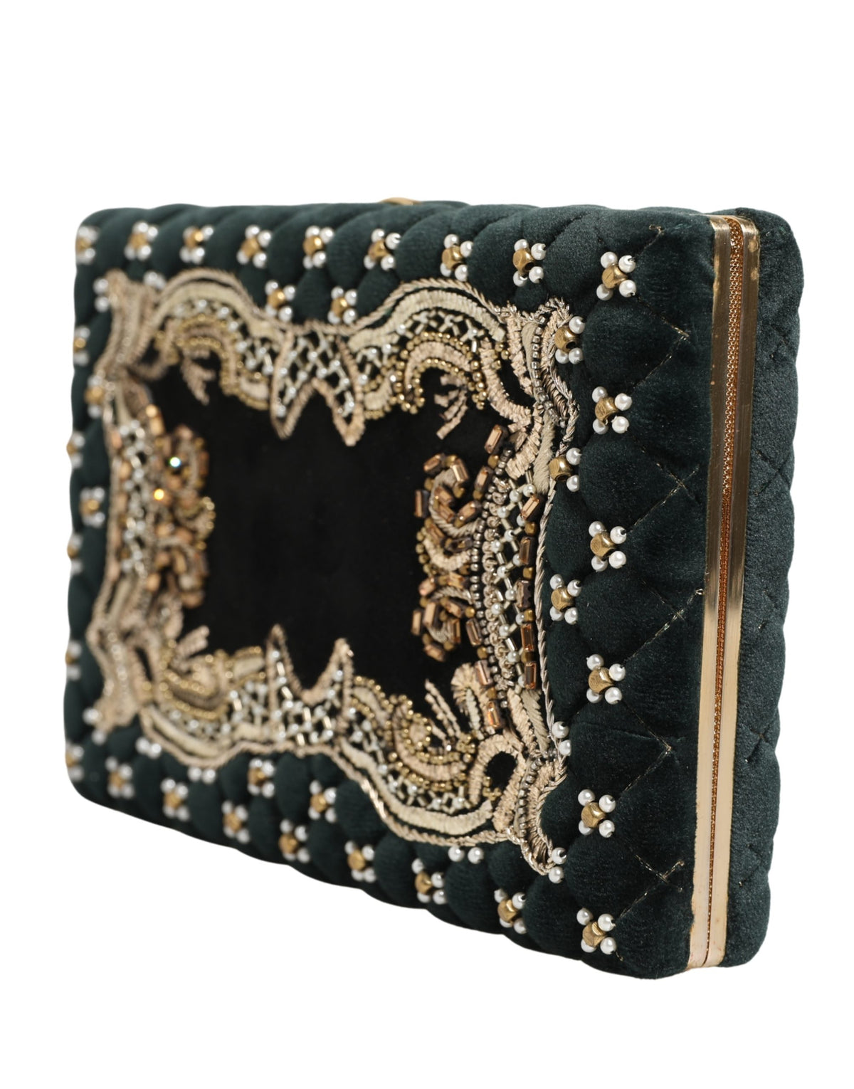 Dolce & Gabbana Black Velvet Gold Frame Clutch Evening Clutch Purse Women's Bag (Pre-Owned)