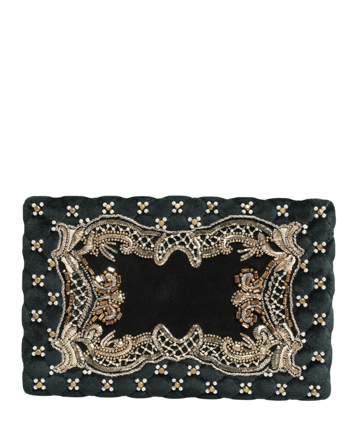 Dolce & Gabbana Black Velvet Gold Frame Clutch Evening Clutch Purse Women's Bag (Pre-Owned)
