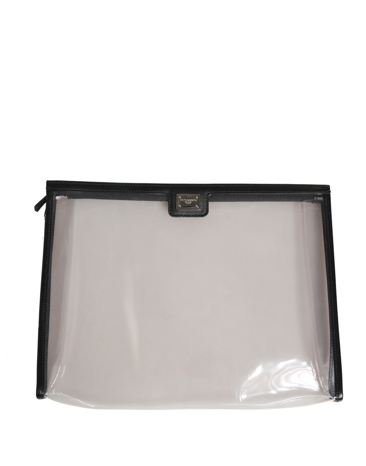 Dolce & Gabbana Transparent PVC Clutch Pouch Purse Branded Logo Plaque Women's Bag