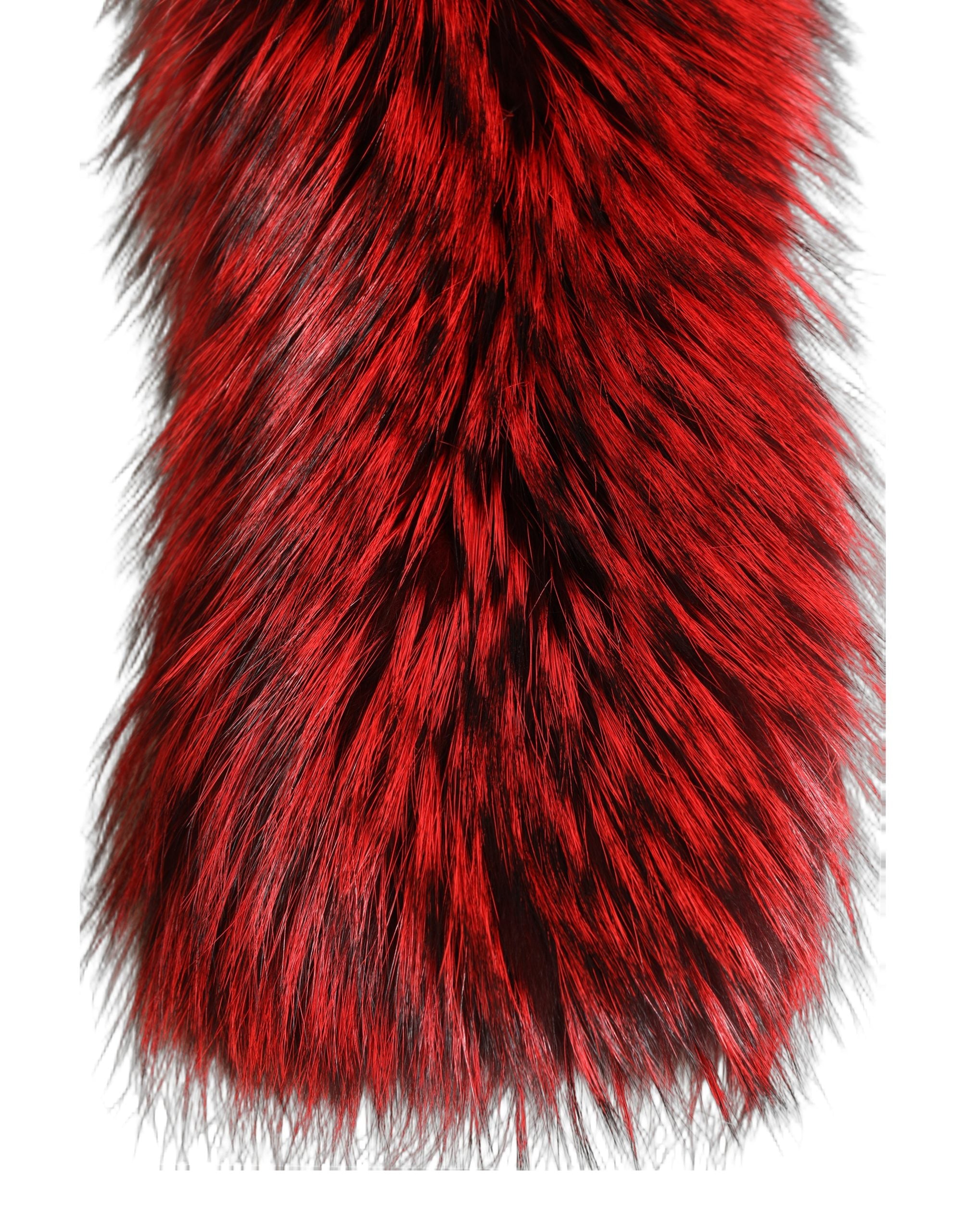 Dolce & Gabbana Red Fox Fur Neck Wrap Warmer Winter Women's Scarf