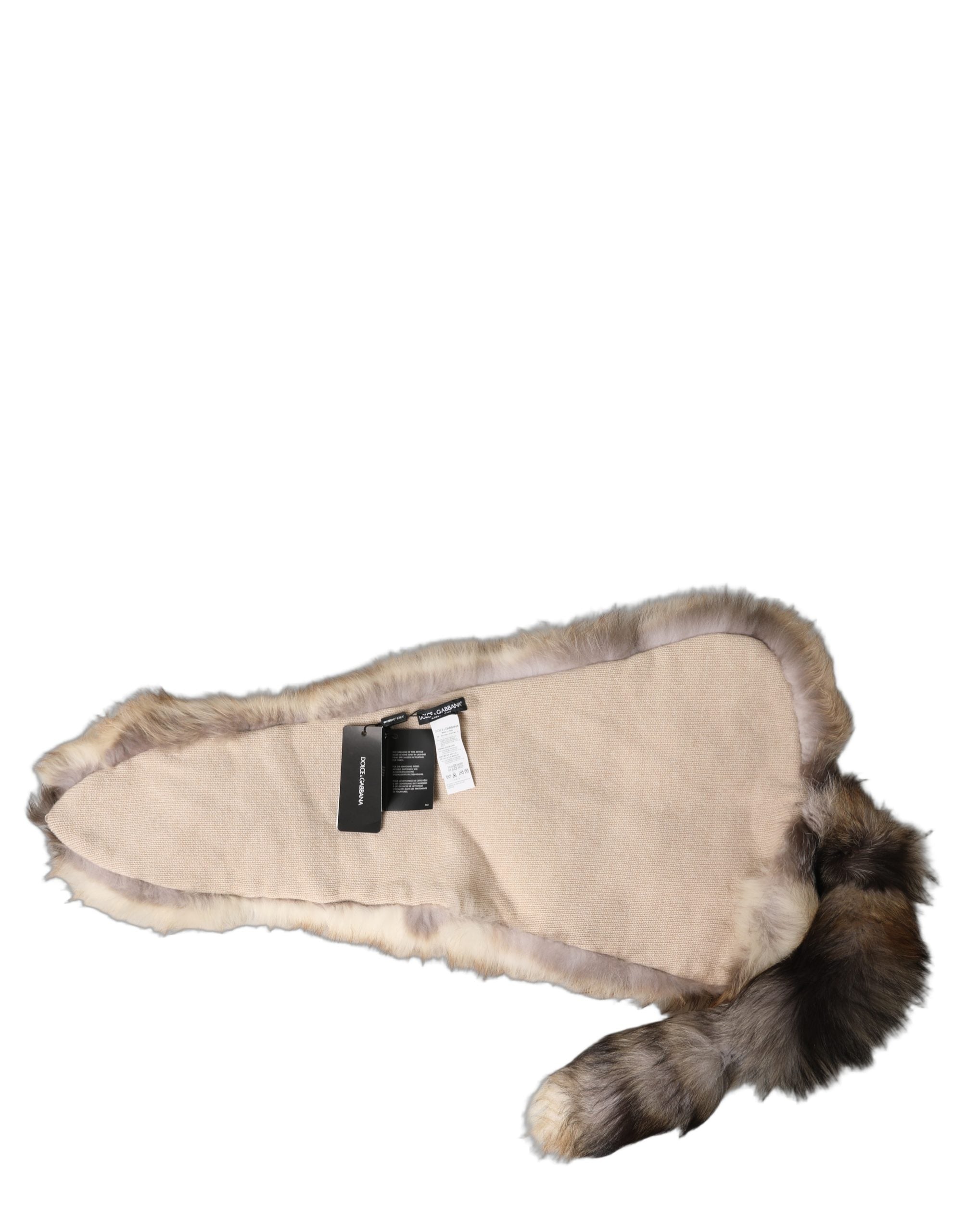 Dolce & Gabbana Brown Frost Fox Fur Neck Warmer Winter Women's Scarf