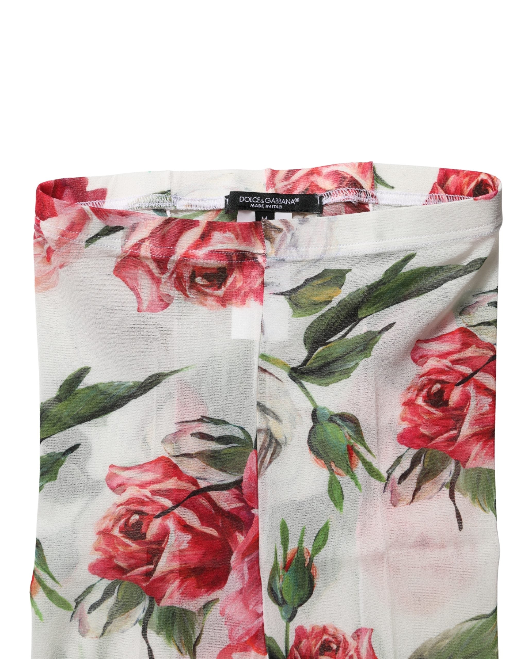 Dolce & Gabbana White Nylon Floral Print Tights Stockings Women's Socks