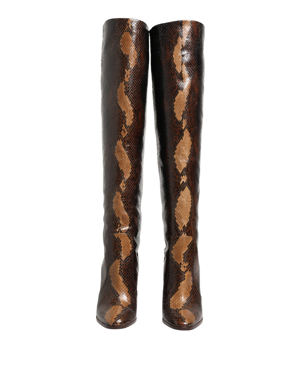 Dolce & Gabbana Brown Exotic Leather Knee High Boots Women's Shoes