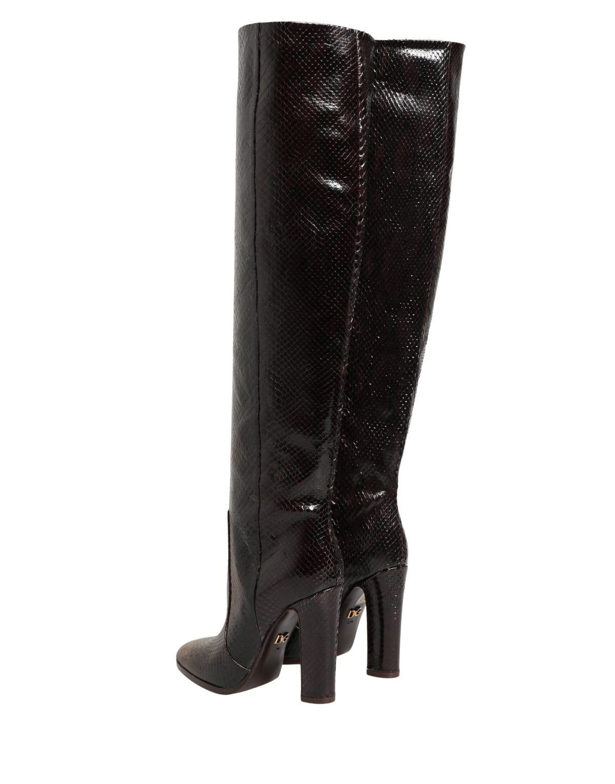 Dolce & Gabbana Brown Exotic Leather Knee High Boots Women's Shoes