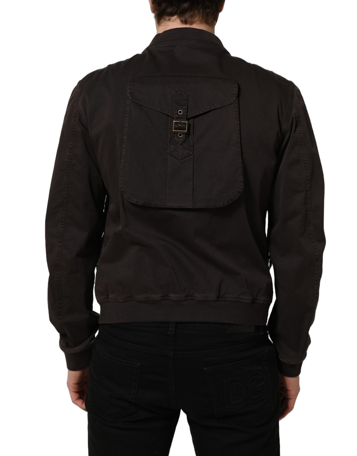 Dolce & Gabbana Brown Cotton Full Zip Men Bomber Men's Jacket (Pre-Owned)