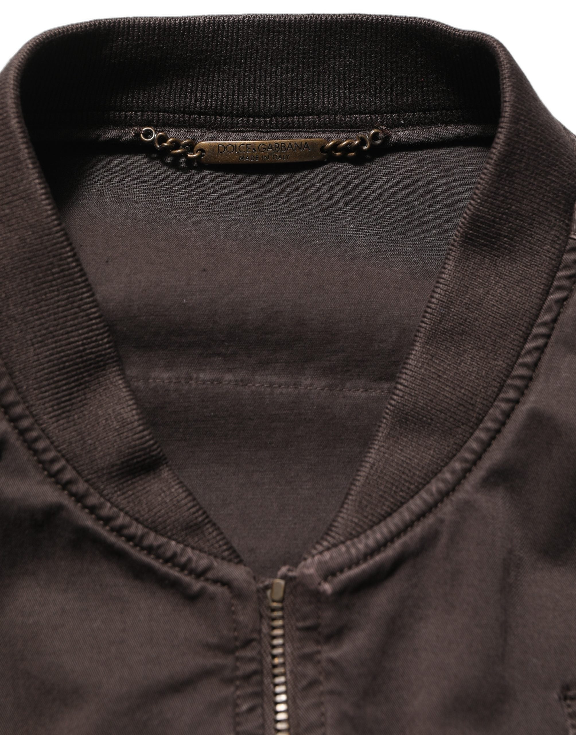 Dolce & Gabbana Brown Cotton Full Zip Men Bomber Men's Jacket (Pre-Owned)