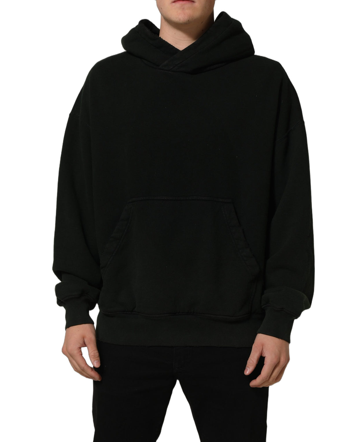 Dolce & Gabbana Black Cotton Hooded Men Sweatshirt Men's Sweater