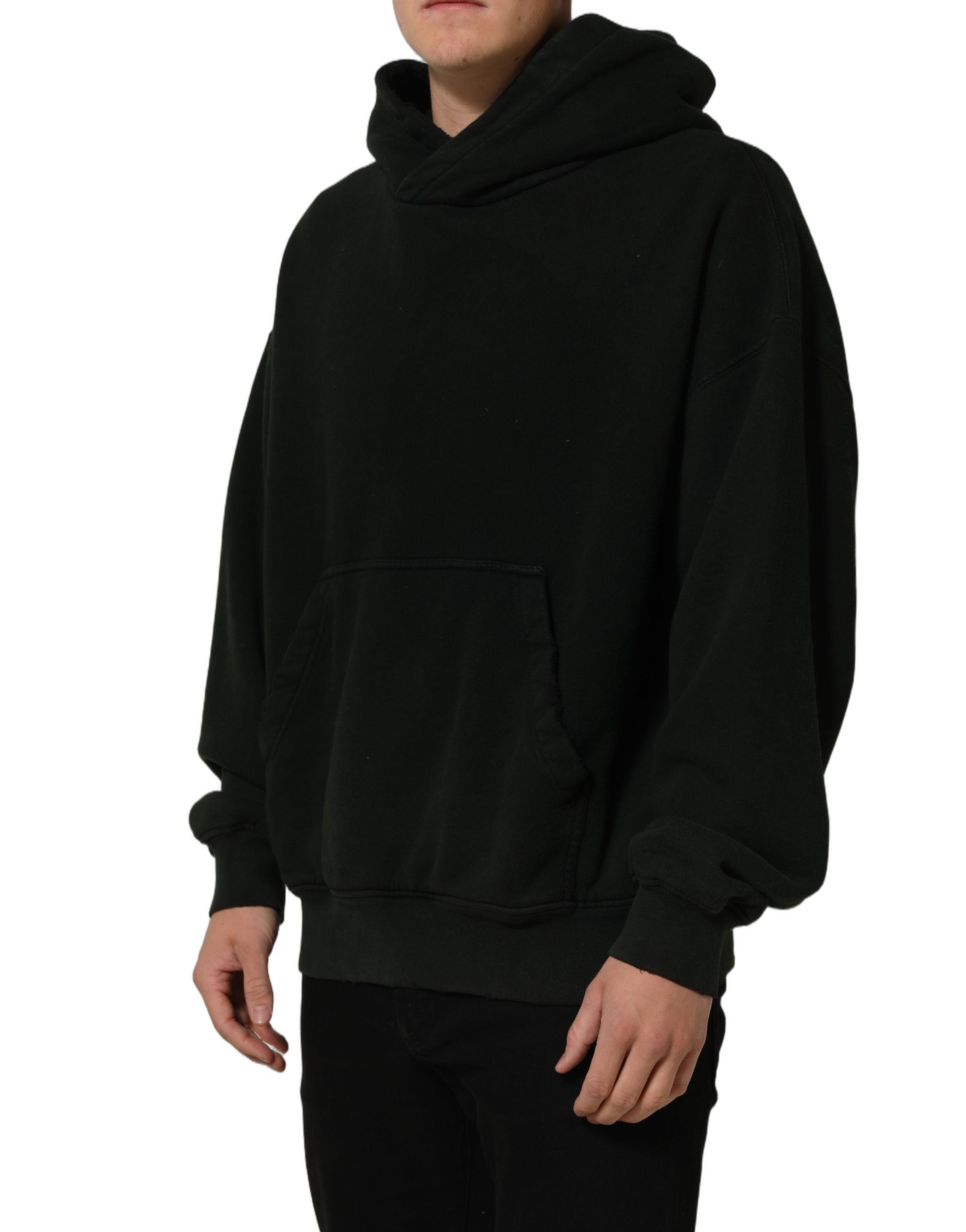 Dolce & Gabbana Black Cotton Hooded Men Sweatshirt Men's Sweater