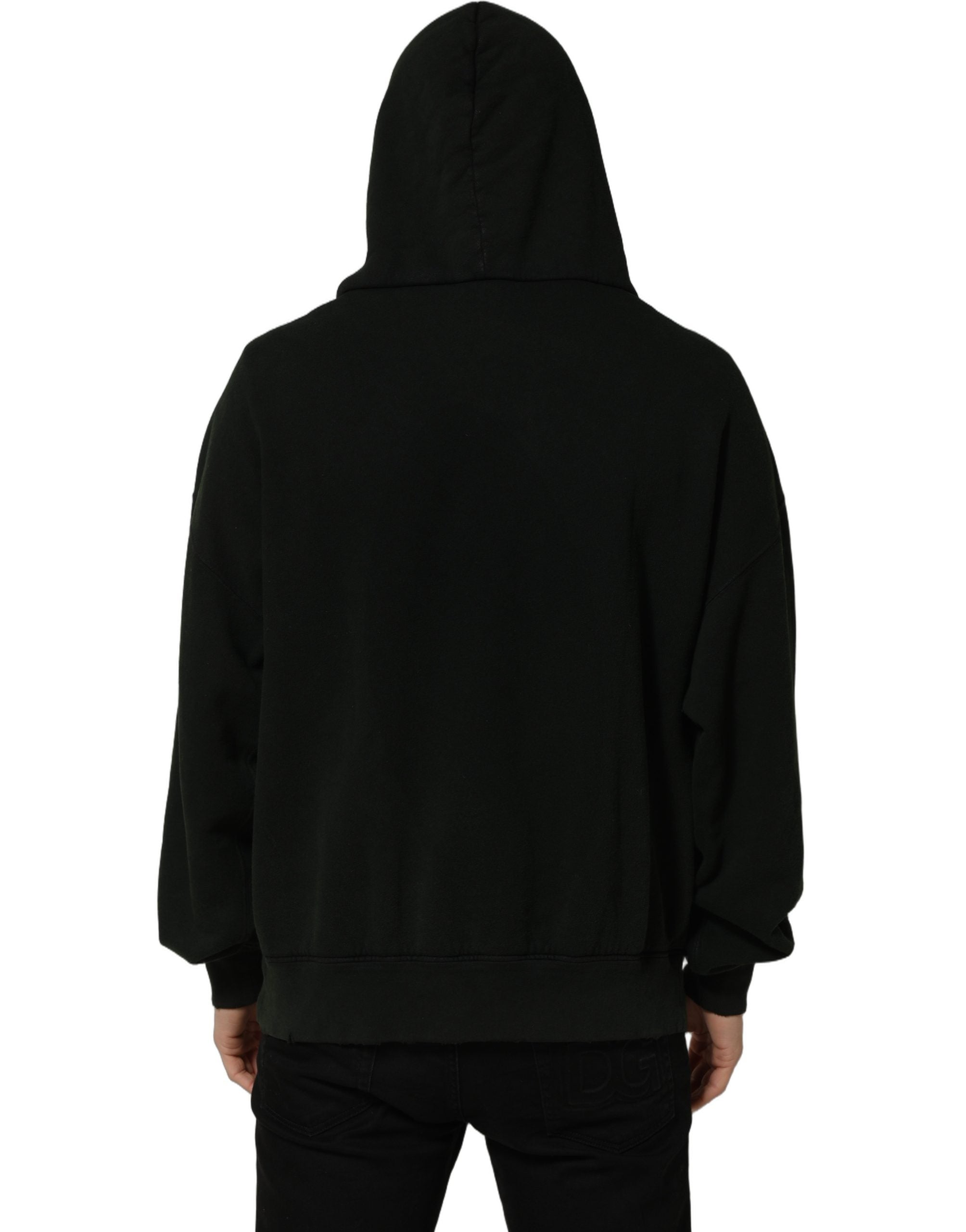 Dolce & Gabbana Black Cotton Hooded Men Sweatshirt Men's Sweater