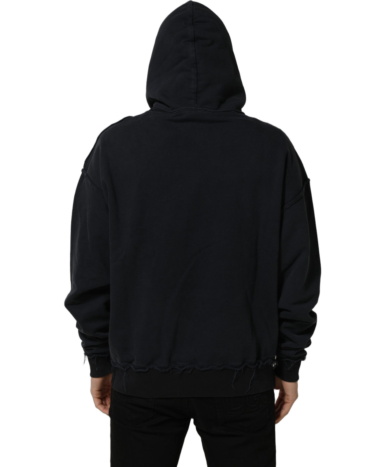 Dolce & Gabbana Black Anchor Print Hooded Sweatshirt Men's Sweater