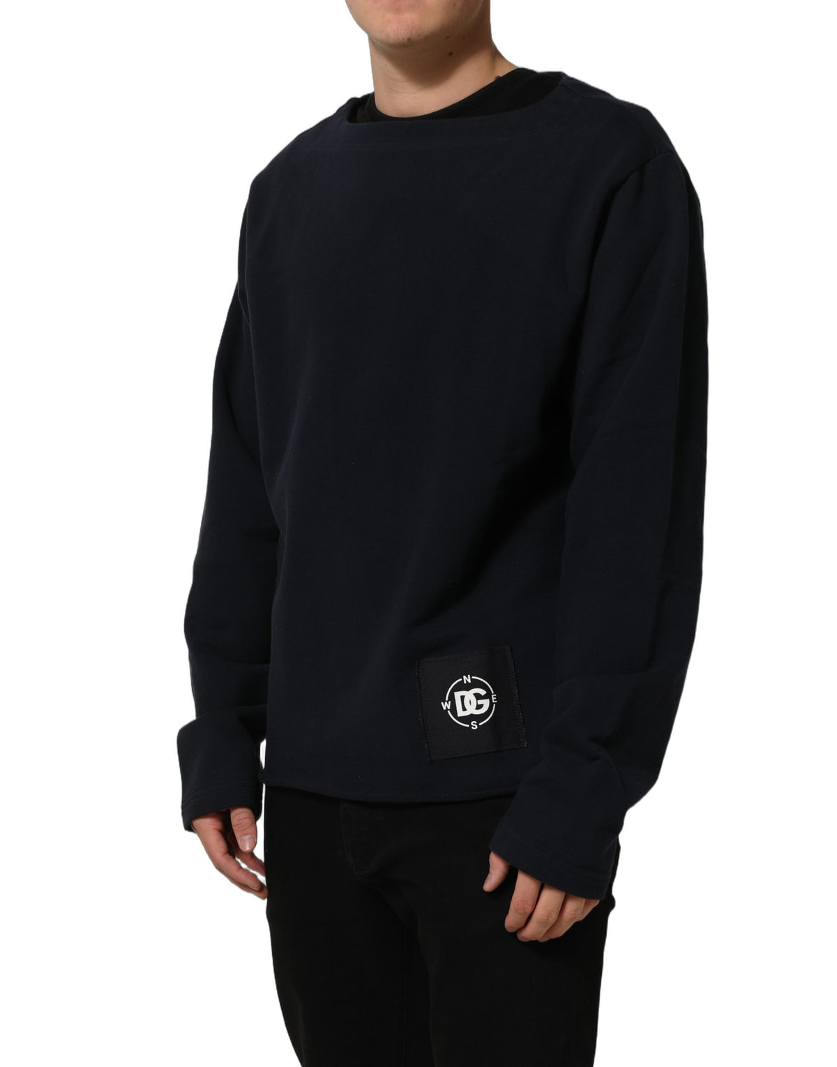 Dolce & Gabbana Dark Blue Logo Cotton Sweatshirt Men's Sweater