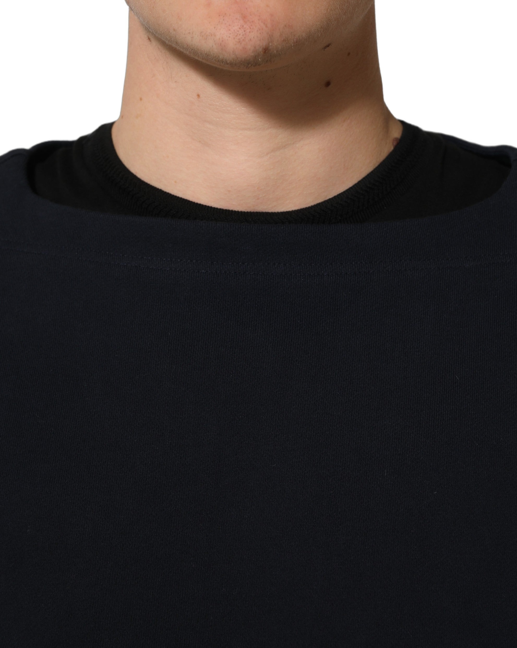Dolce & Gabbana Dark Blue Logo Cotton Sweatshirt Men's Sweater