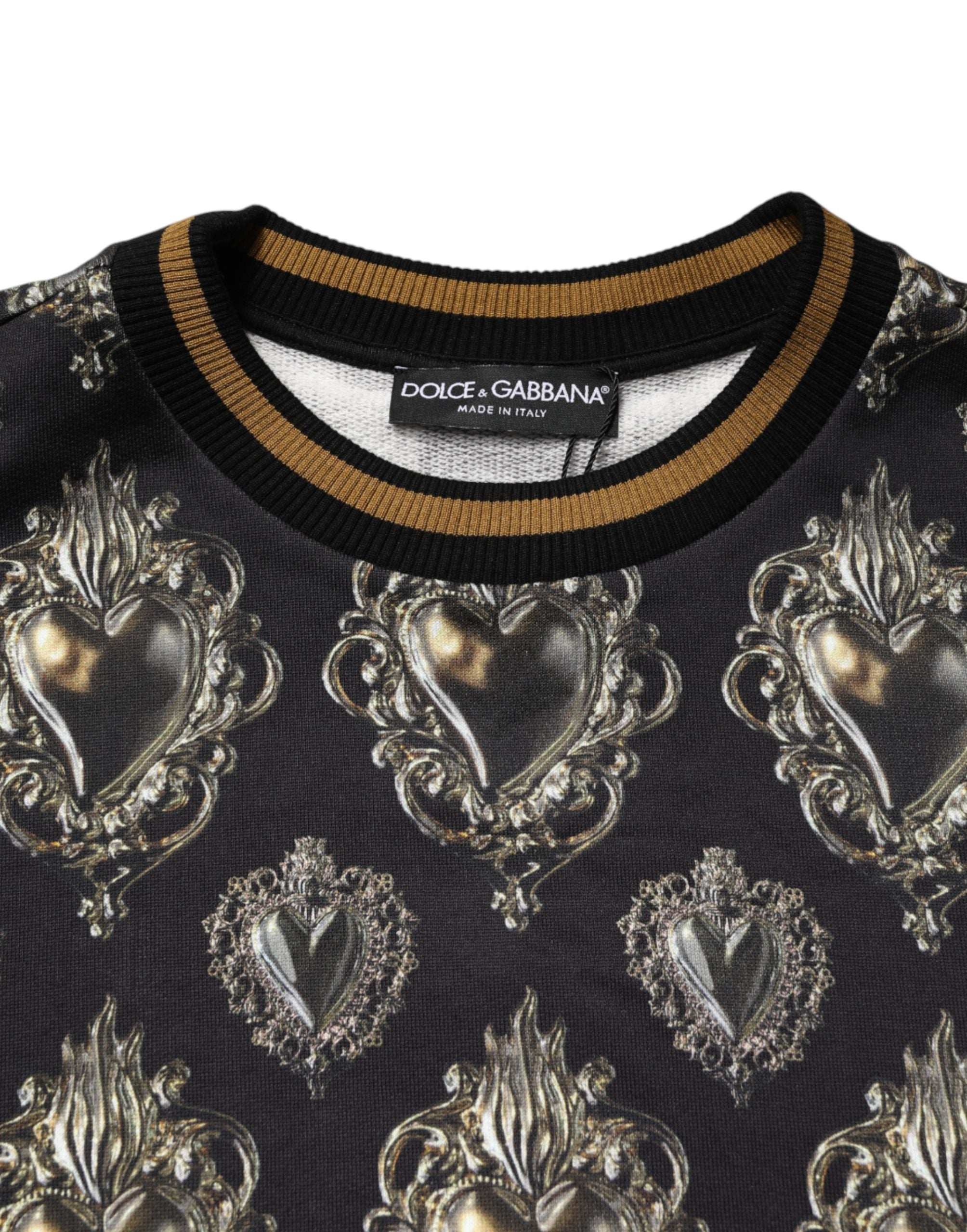 Dolce & Gabbana Black Sacred Heart Cotton Sweatshirt Men's Sweater (Pre-Owned)