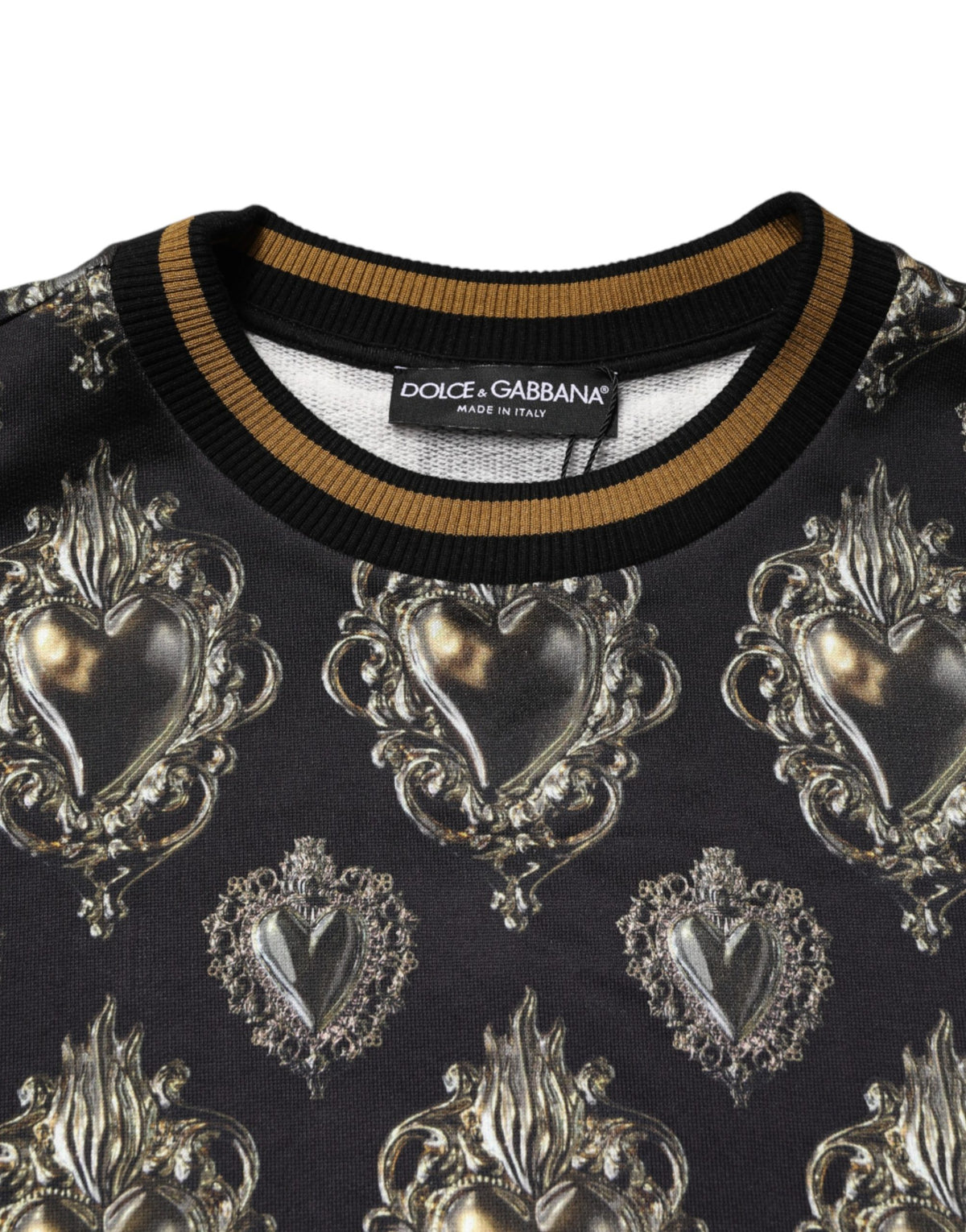 Dolce & Gabbana Black Sacred Heart Cotton Sweatshirt Men's Sweater