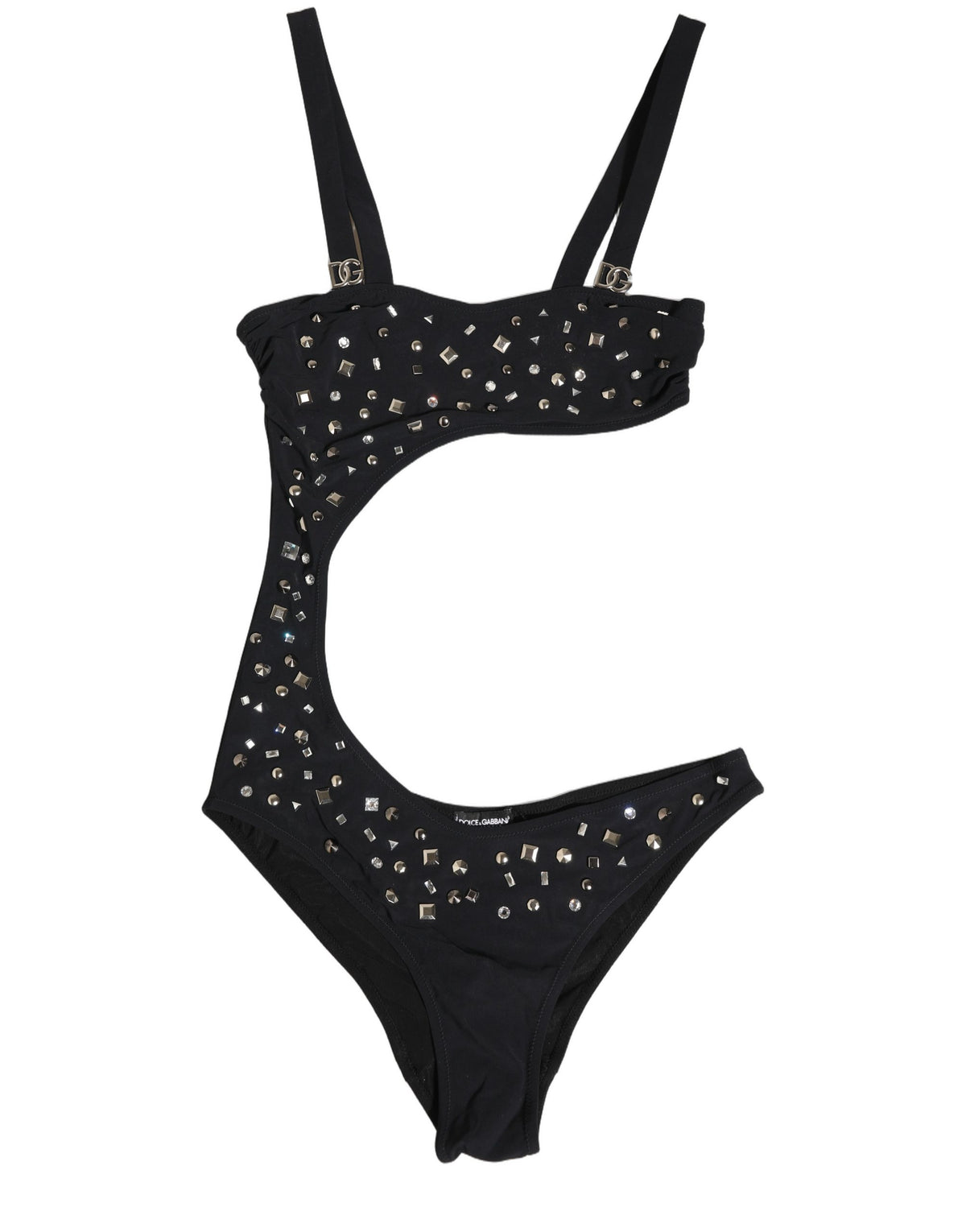 Dolce & Gabbana Black Embellished Cutout Bandeau One Piece Women's Swimwear