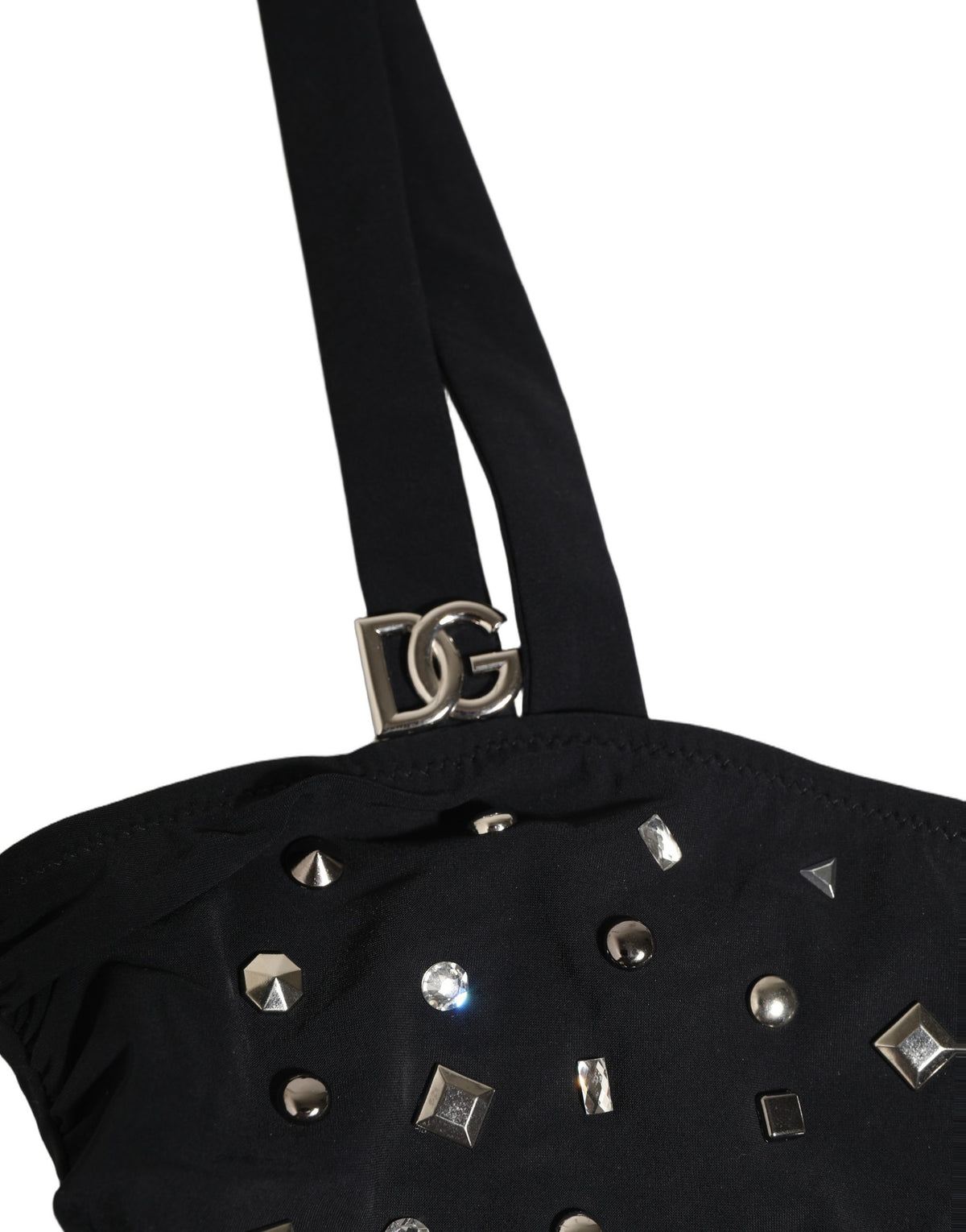 Dolce & Gabbana Black Embellished Cutout Bandeau One Piece Women's Swimwear