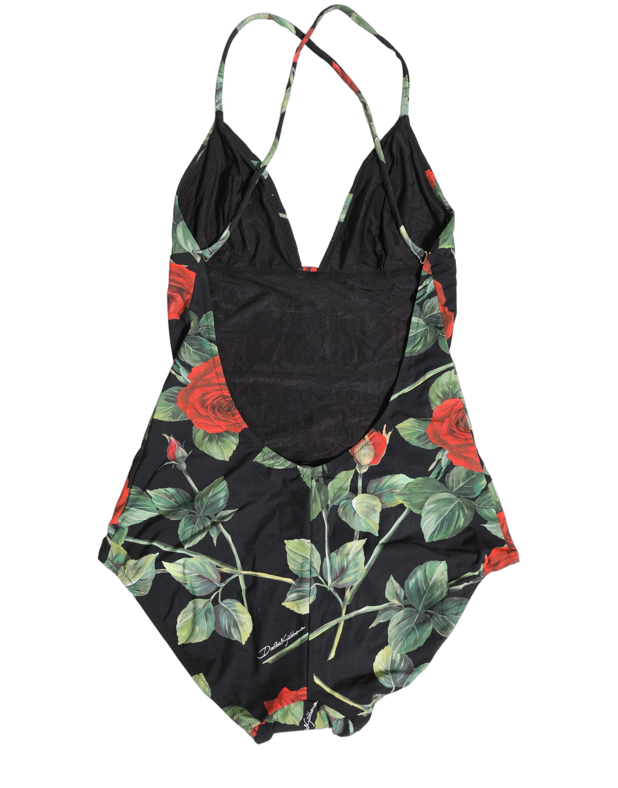 Dolce & Gabbana Black Floral Print One Piece Swimsuit Women's Swimwear