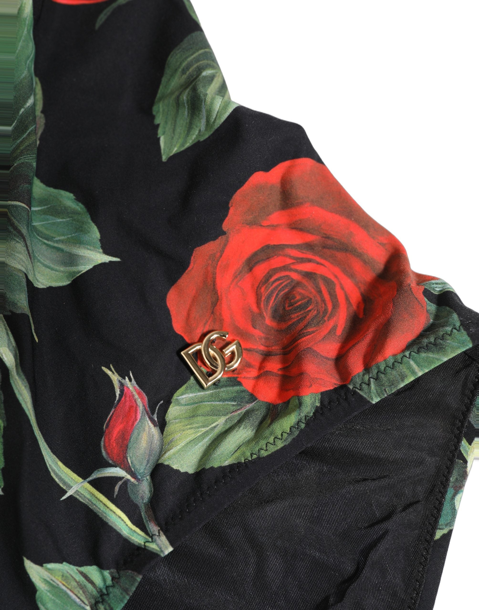Dolce & Gabbana Black Floral Print One Piece Swimsuit Women's Swimwear