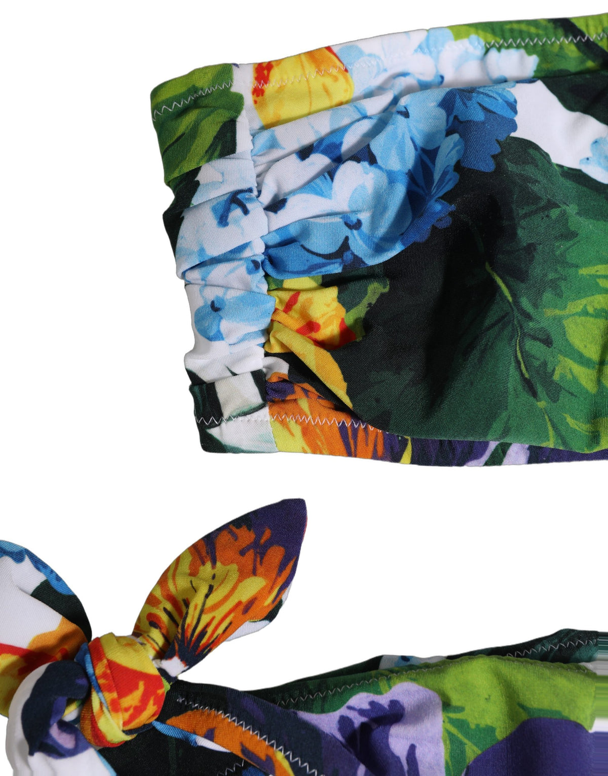 Dolce & Gabbana White Floral Bandeau Brief Two Piece Women's Swimwear (Pre-Owned)
