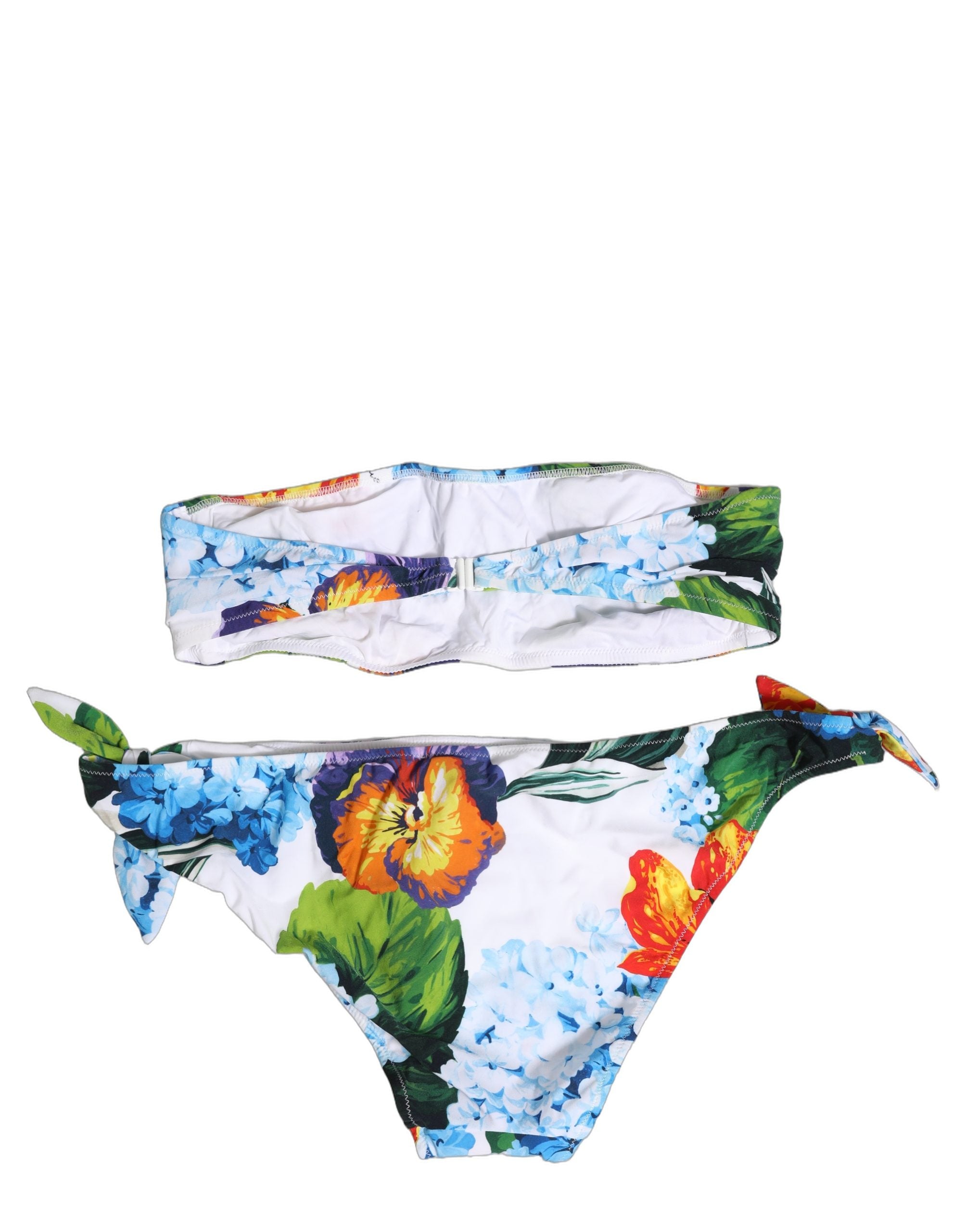 Dolce & Gabbana White Floral Bandeau Brief Two Piece Women's Swimwear (Pre-Owned)