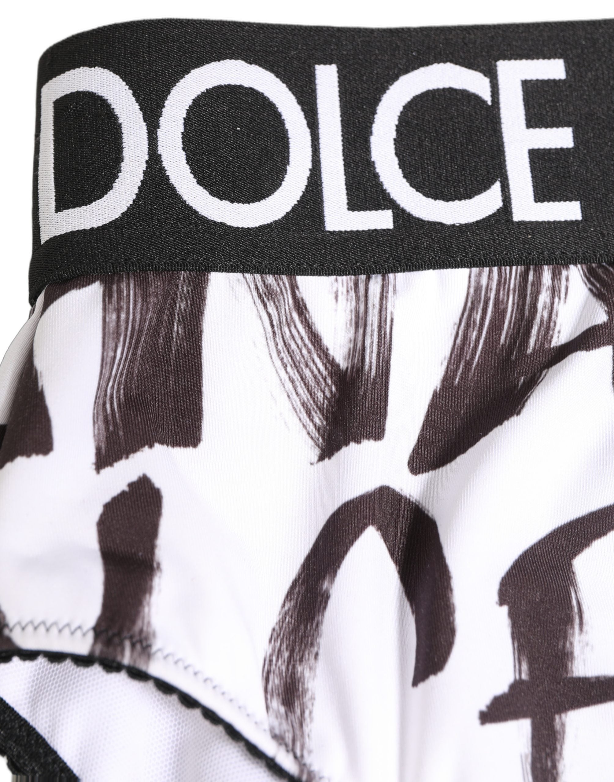 Dolce & Gabbana White Black Graphic Logo High Brief Women's Underwear