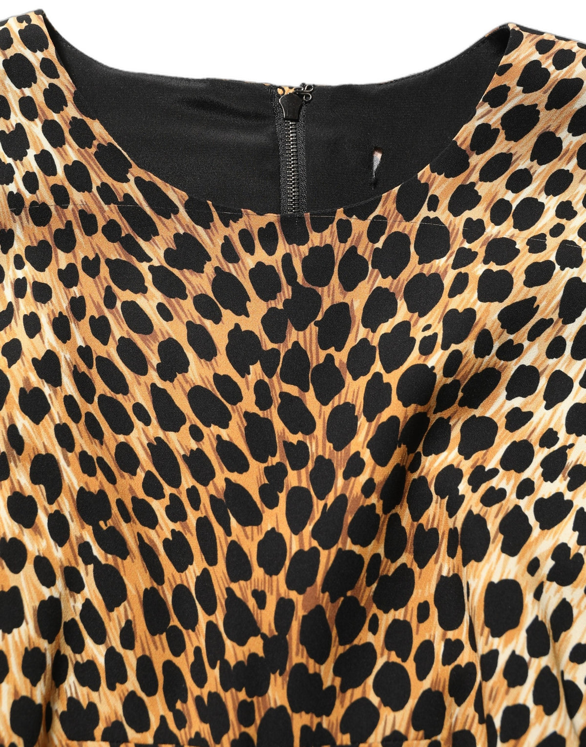 Dolce & Gabbana Brown Leopard Print Silk Sheath Midi Women's Dress