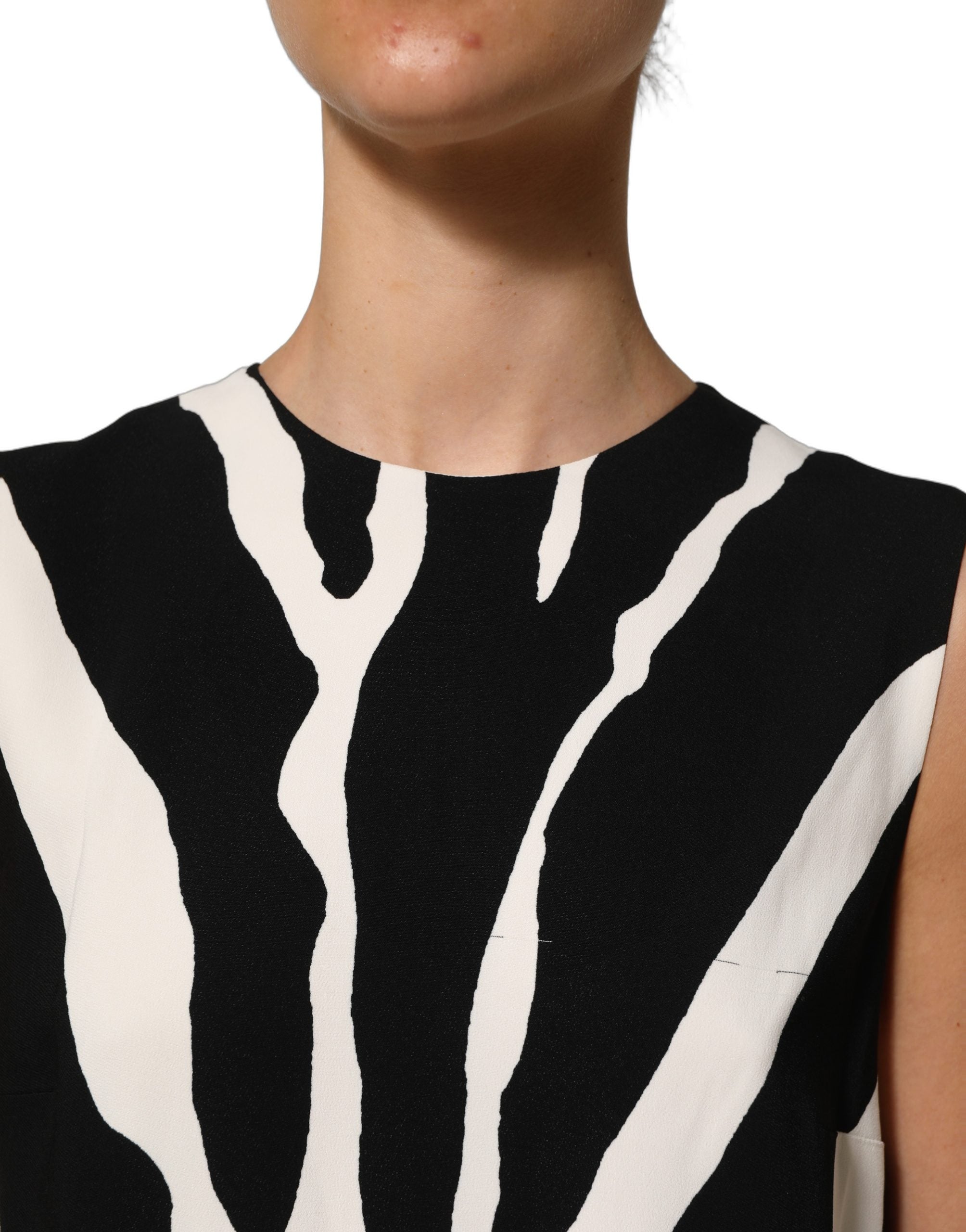 Dolce & Gabbana Black White Zebra Print Viscose Mini Women's Dress (Pre-Owned)