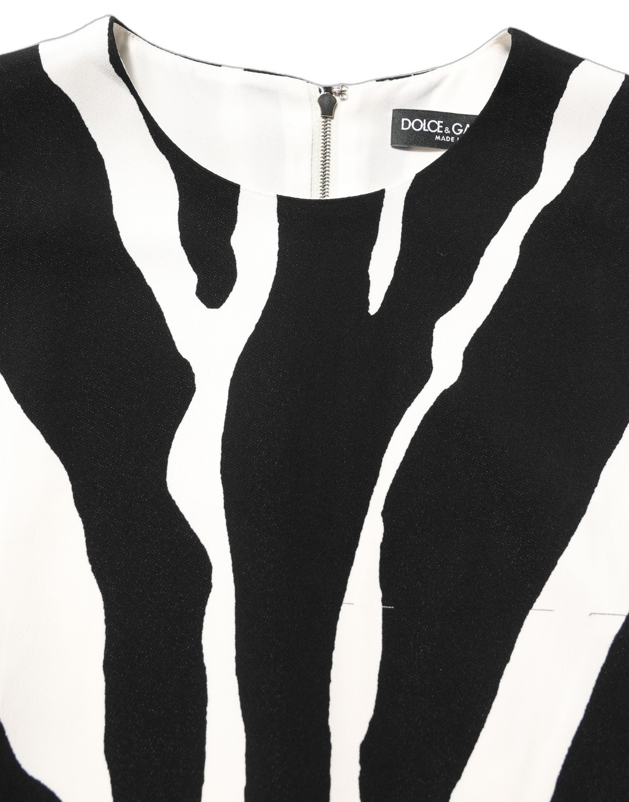 Dolce & Gabbana Black White Zebra Print Viscose Mini Women's Dress (Pre-Owned)