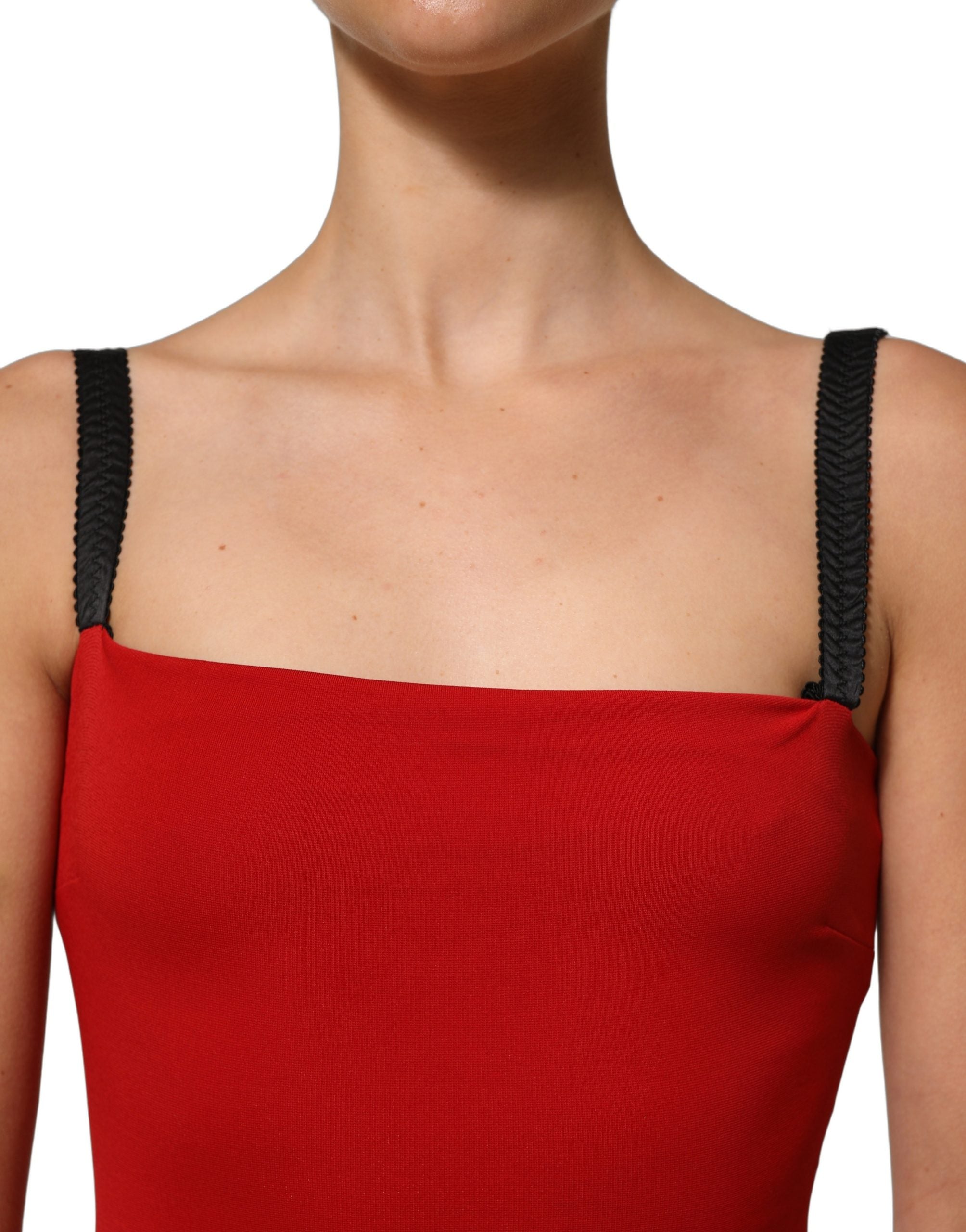 Dolce & Gabbana Red Stretch Bodycon Sheath Knee Length Women's Dress