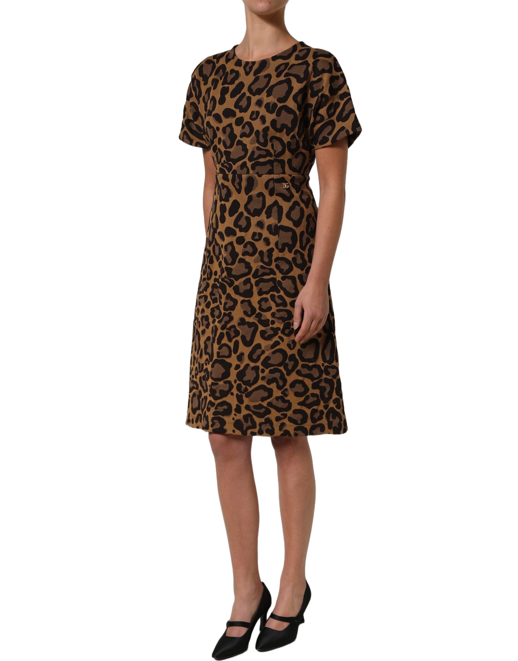 Dolce & Gabbana Brown LeopardPrint Flared A-line Mini Women's Dress