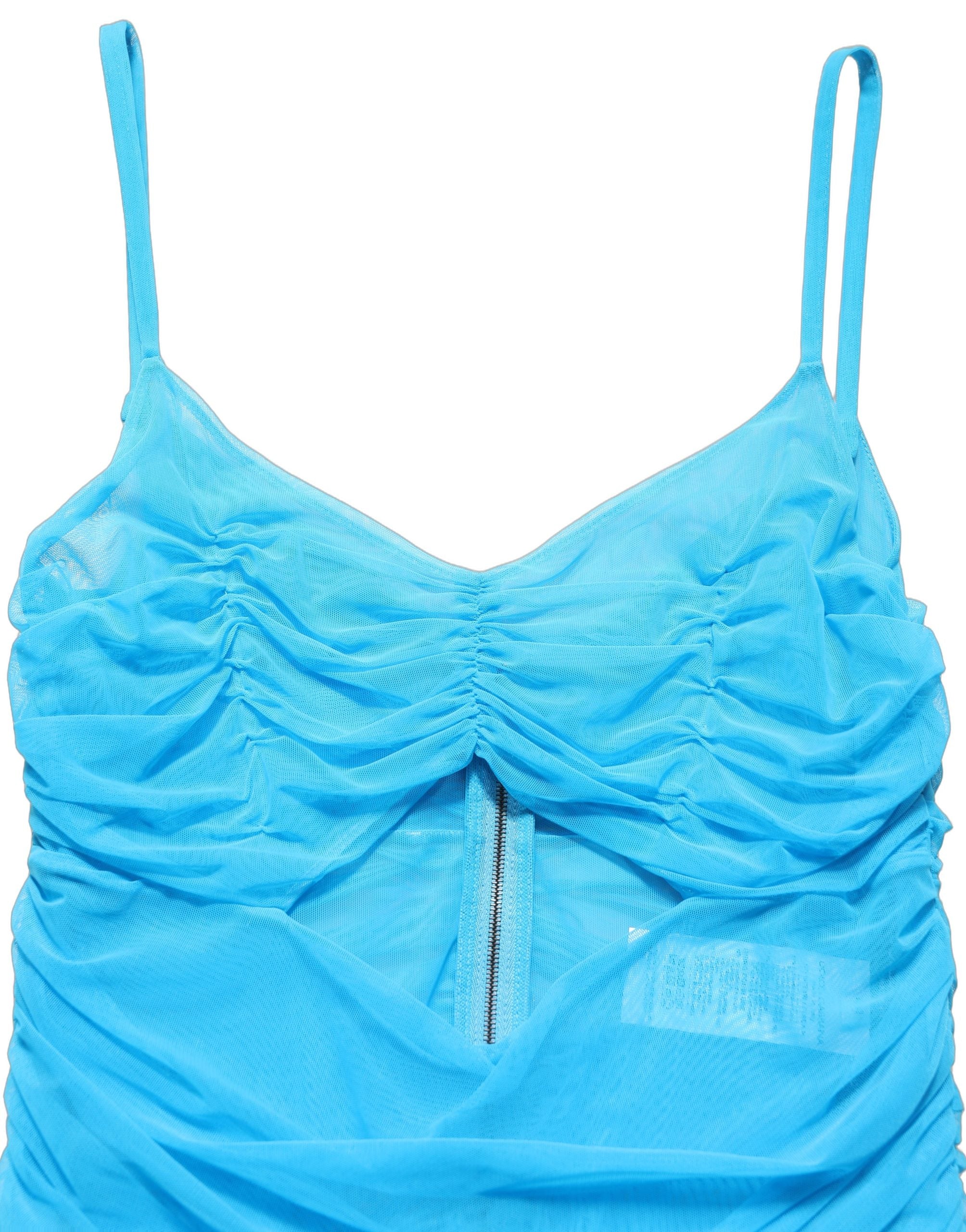Dolce & Gabbana Blue Nylon Pleated Chiffon CutOut Gown Women's Dress (Pre-Owned)